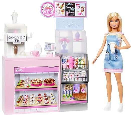 Barbie - Caffetteria, playset con bambola barista bionda e 12+ accessori a tema inclusi, tra cui macchina per caffè e frullati, tazze e cibo in Animali Cartoleria Deja Vu - Crotone, commercioVirtuoso.it