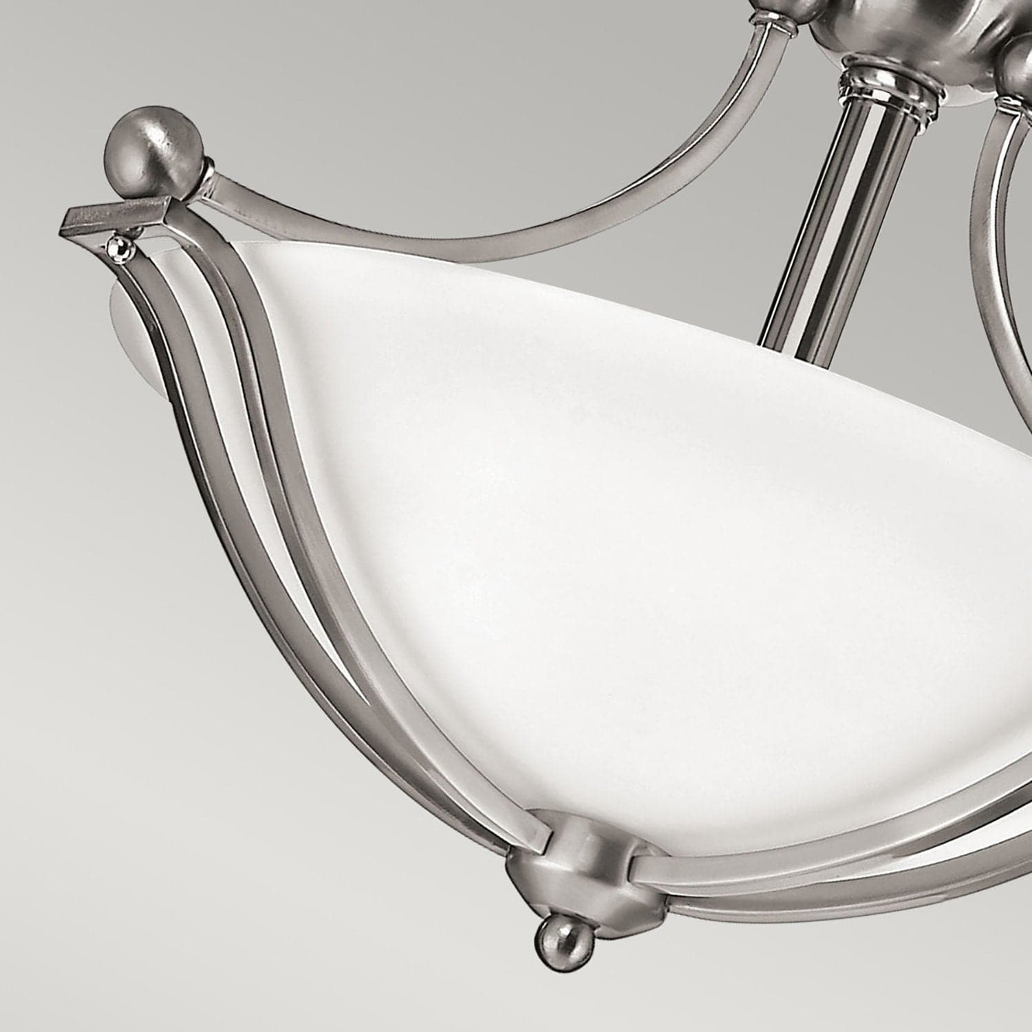 Lampadario Contemporaneo Bolla Acciaio Nichel Spazzolato Vetro 2 Luci E27 in Lampade a sospensione LuceArt - Montecorvino Pugliano, commercioVirtuoso.it