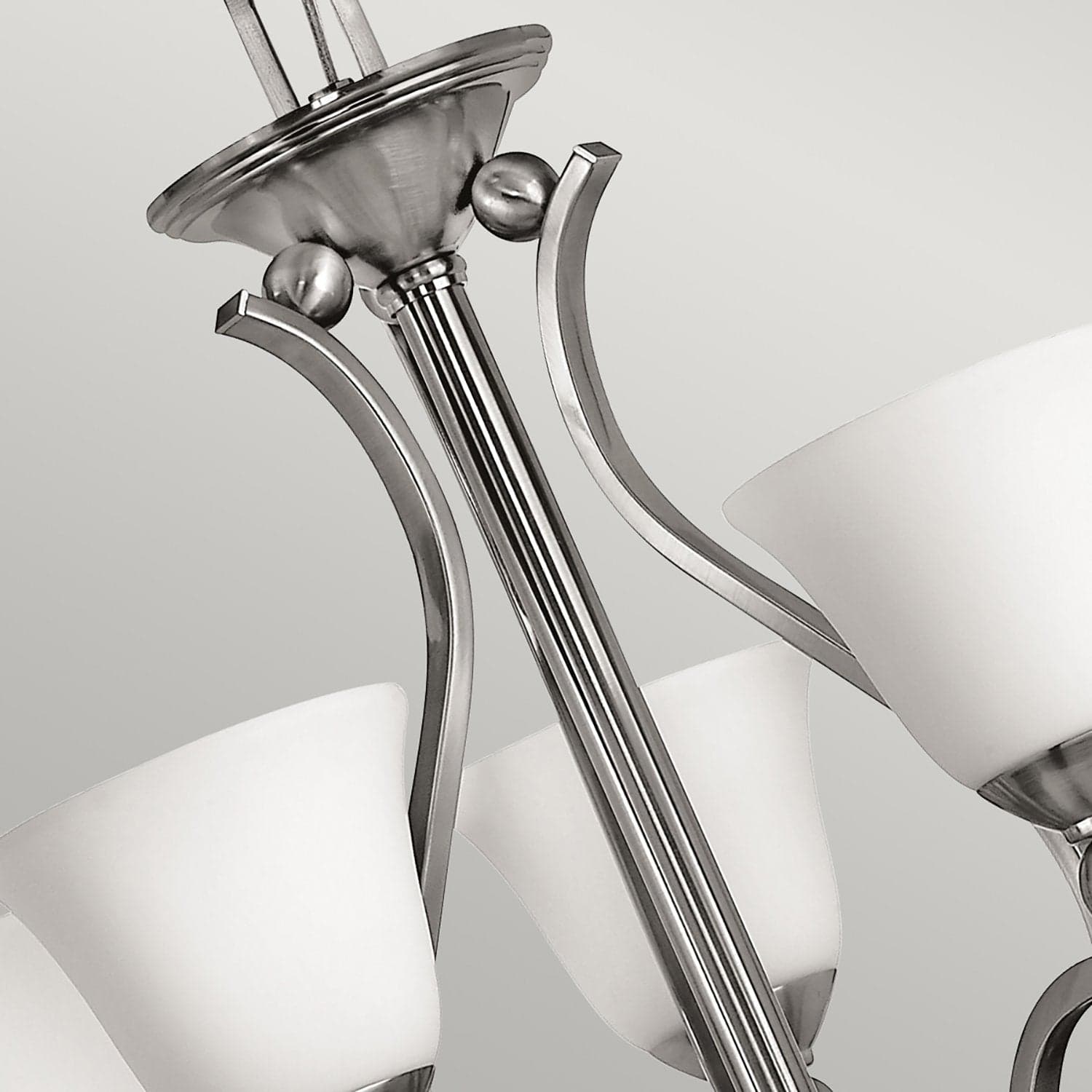 Lampadario Contemporaneo Bolla Acciaio Nichel Spazzolato Vetro 5 Luci E27 in Lampade a sospensione LuceArt - Montecorvino Pugliano, commercioVirtuoso.it