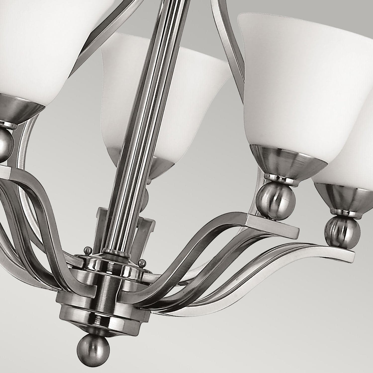 Lampadario Contemporaneo Bolla Acciaio Nichel Spazzolato Vetro 5 Luci E27 in Lampade a sospensione LuceArt - Montecorvino Pugliano, commercioVirtuoso.it