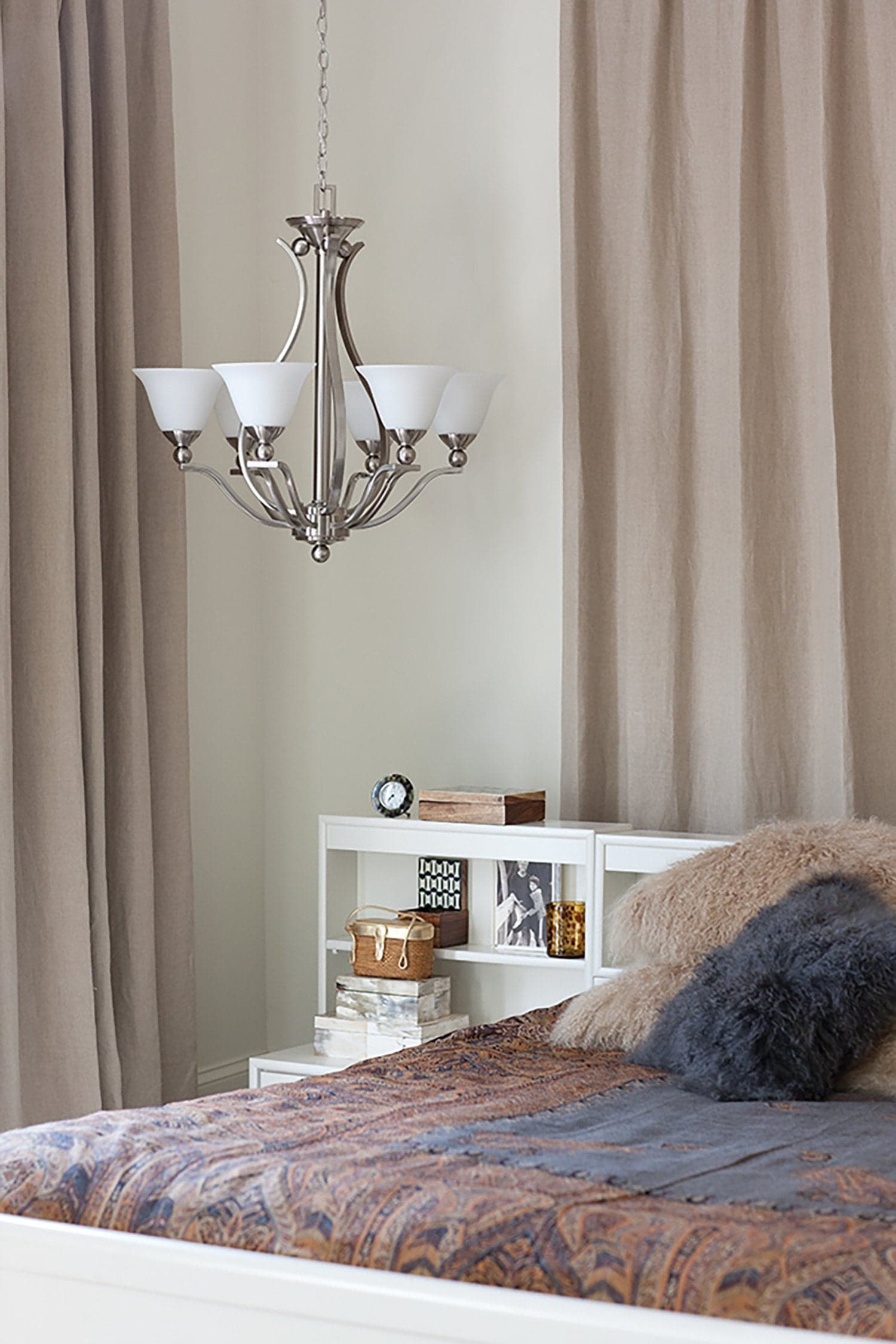 Lampadario Contemporaneo Bolla Acciaio Nichel Spazzolato Vetro 5 Luci E27 in Lampade a sospensione LuceArt - Montecorvino Pugliano, commercioVirtuoso.it