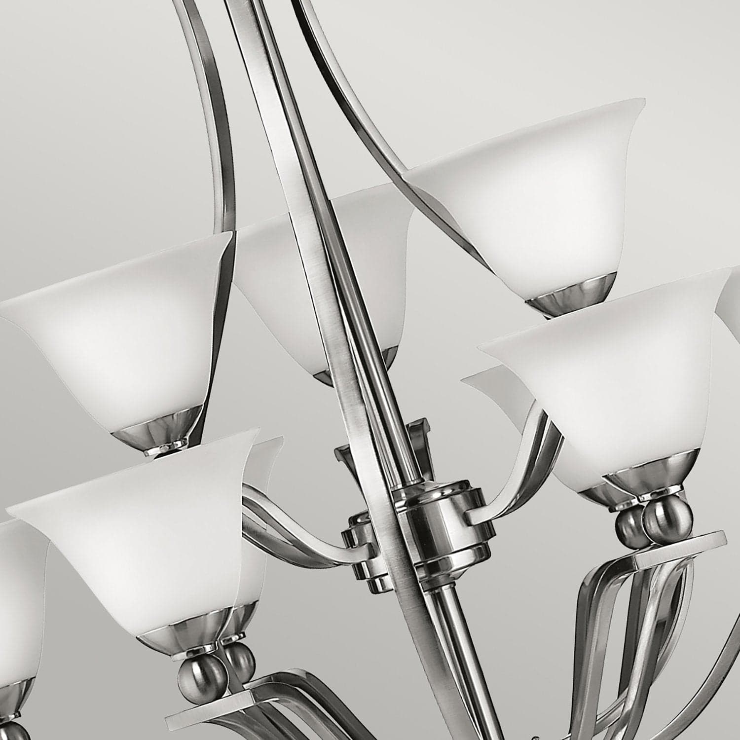 Lampadario Contemporaneo Bolla Acciaio Nichel Spazzolato Vetro 9 Luci E27 in Lampade a sospensione LuceArt - Montecorvino Pugliano, commercioVirtuoso.it
