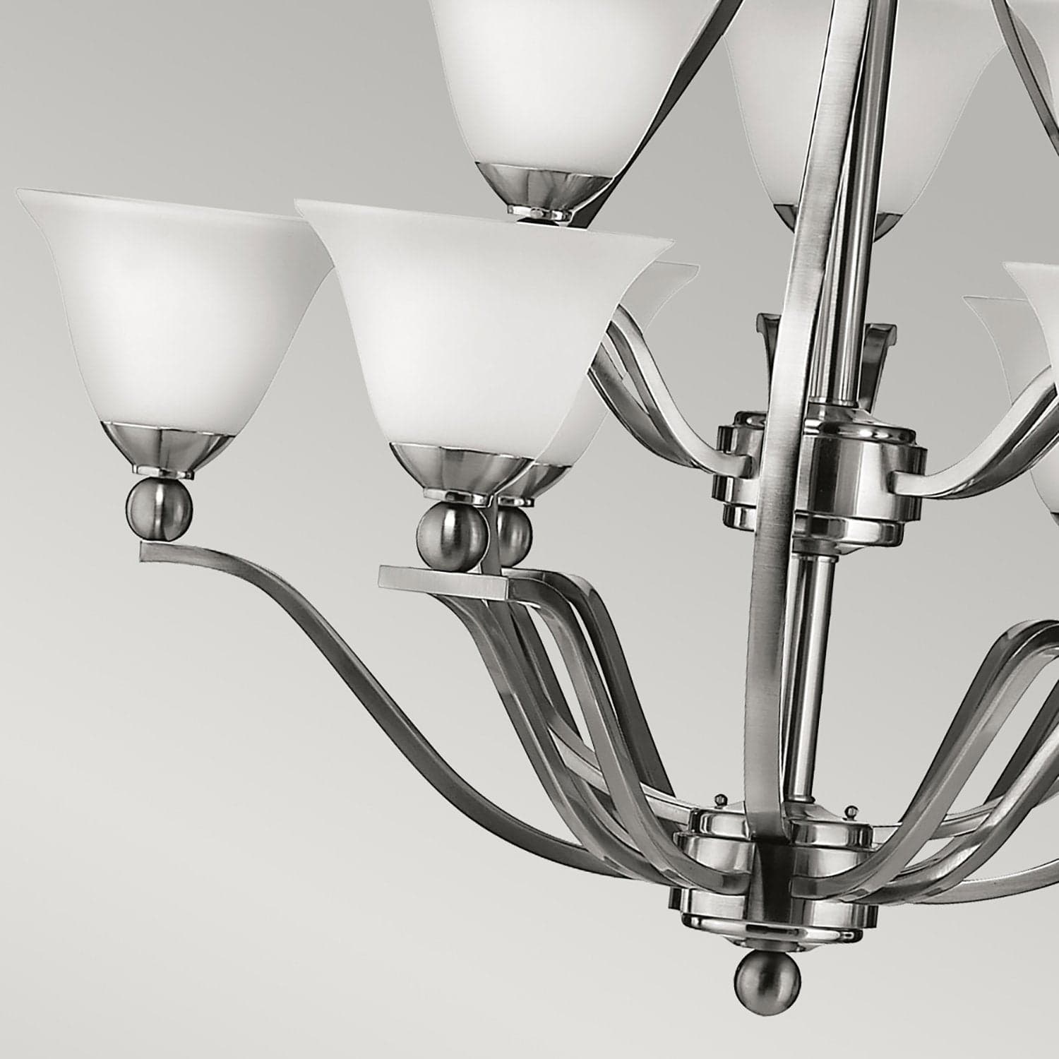 Lampadario Contemporaneo Bolla Acciaio Nichel Spazzolato Vetro 9 Luci E27 in Lampade a sospensione LuceArt - Montecorvino Pugliano, commercioVirtuoso.it