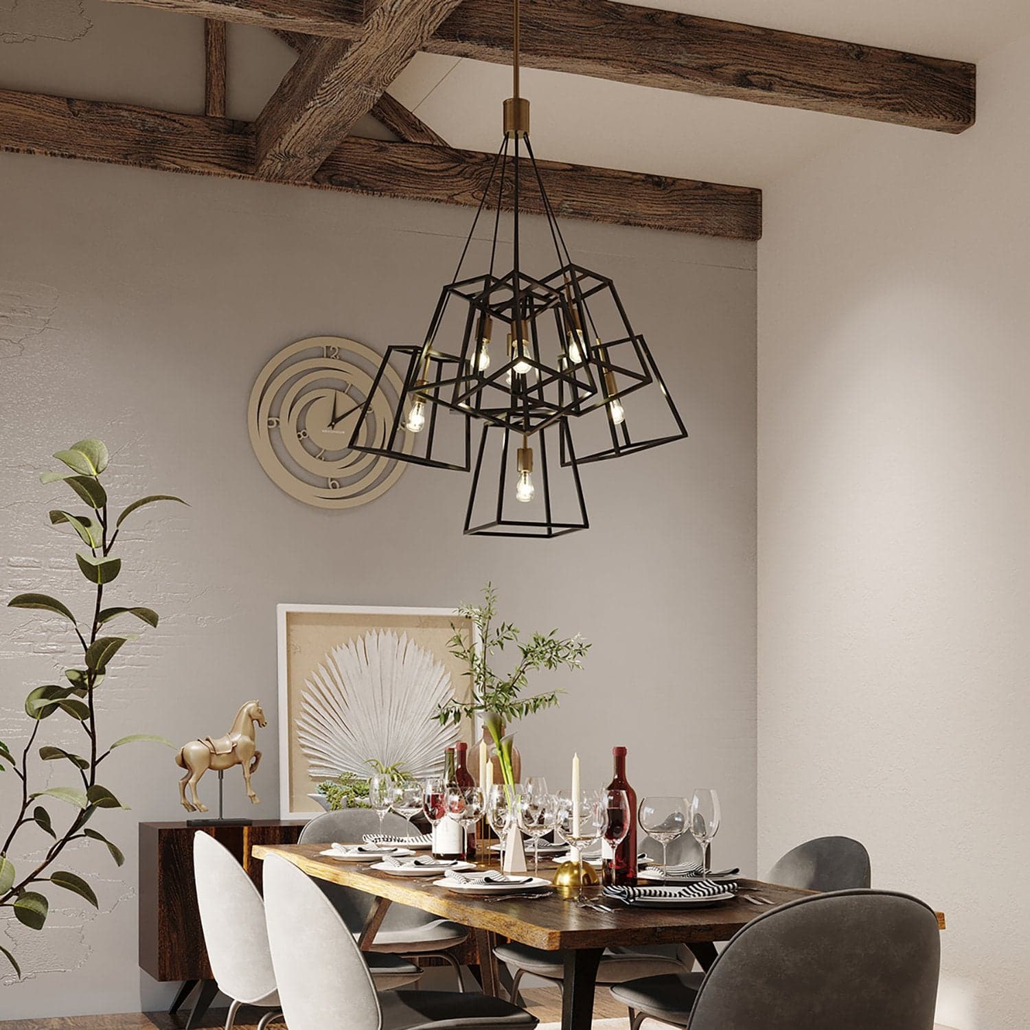 Lampadario Contemporaneo Fu Lighton Acciaio Bronzo Ottone 7 Luci E27 in Lampade a sospensione LuceArt - Montecorvino Pugliano, commercioVirtuoso.it