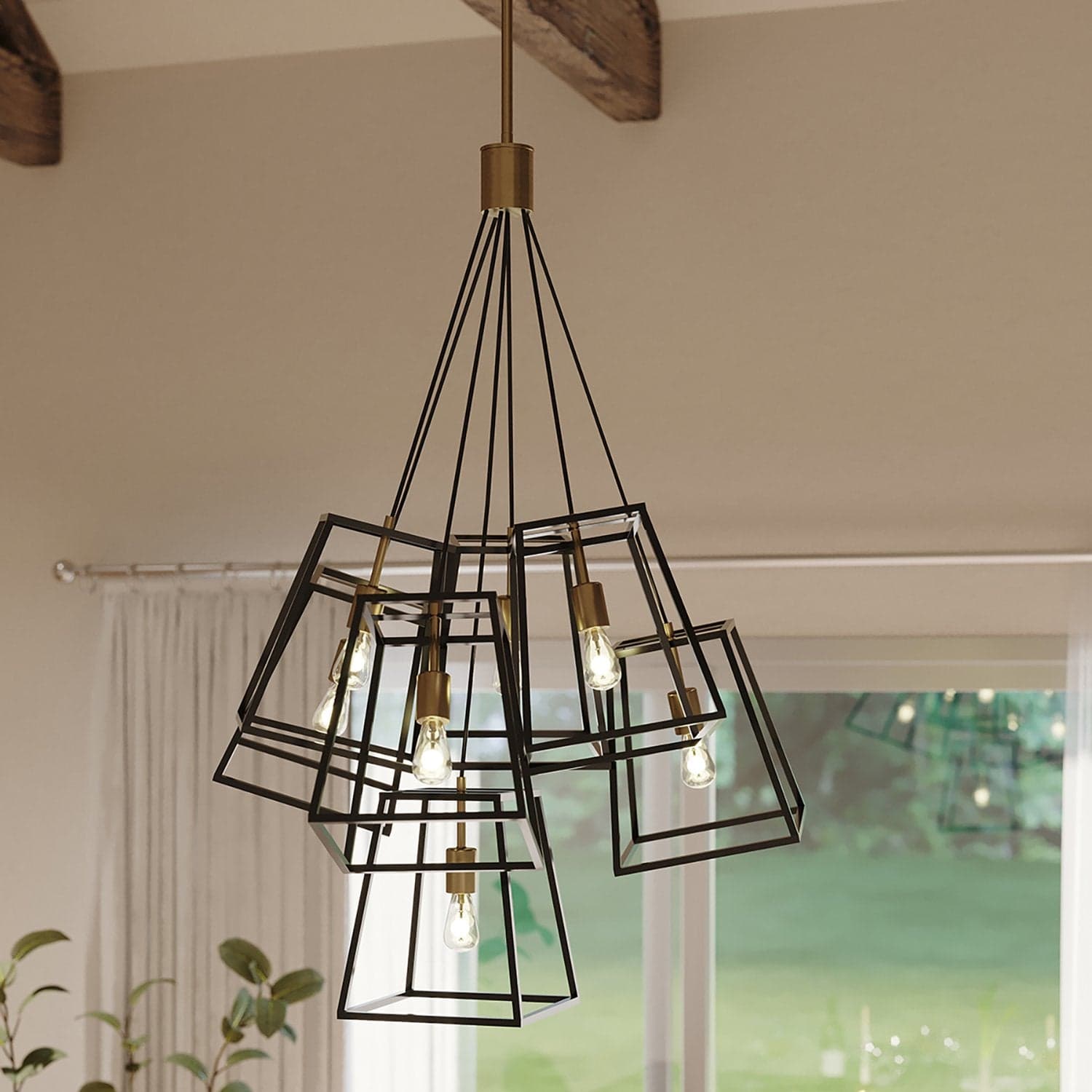 Lampadario Contemporaneo Fu Lighton Acciaio Bronzo Ottone 7 Luci E27 in Lampade a sospensione LuceArt - Montecorvino Pugliano, commercioVirtuoso.it
