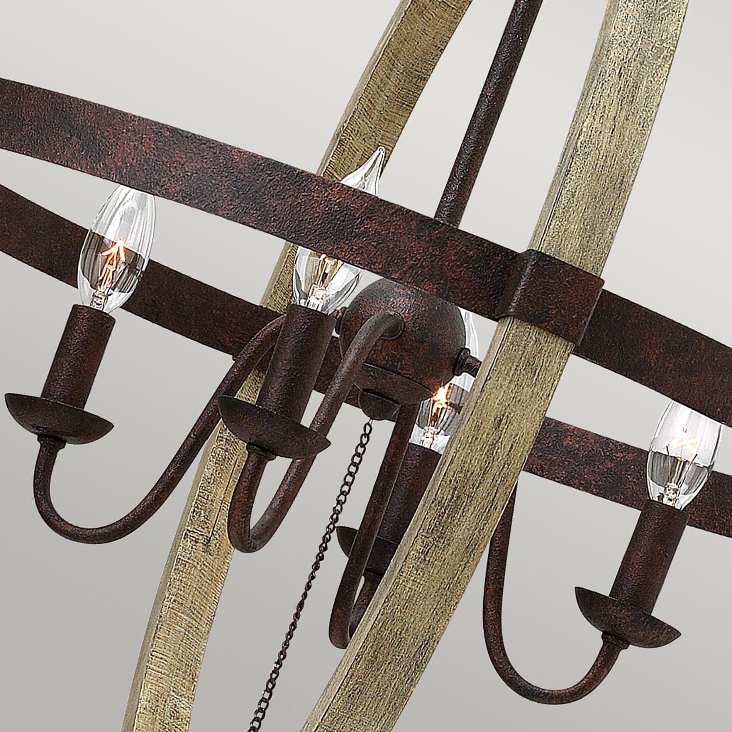 Lampadario Industrial Nordico Middlefield Acciaio Ferro Ruggine Legno 4 Luci E14 in Lampade a sospensione LuceArt - Montecorvino Pugliano, commercioVirtuoso.it