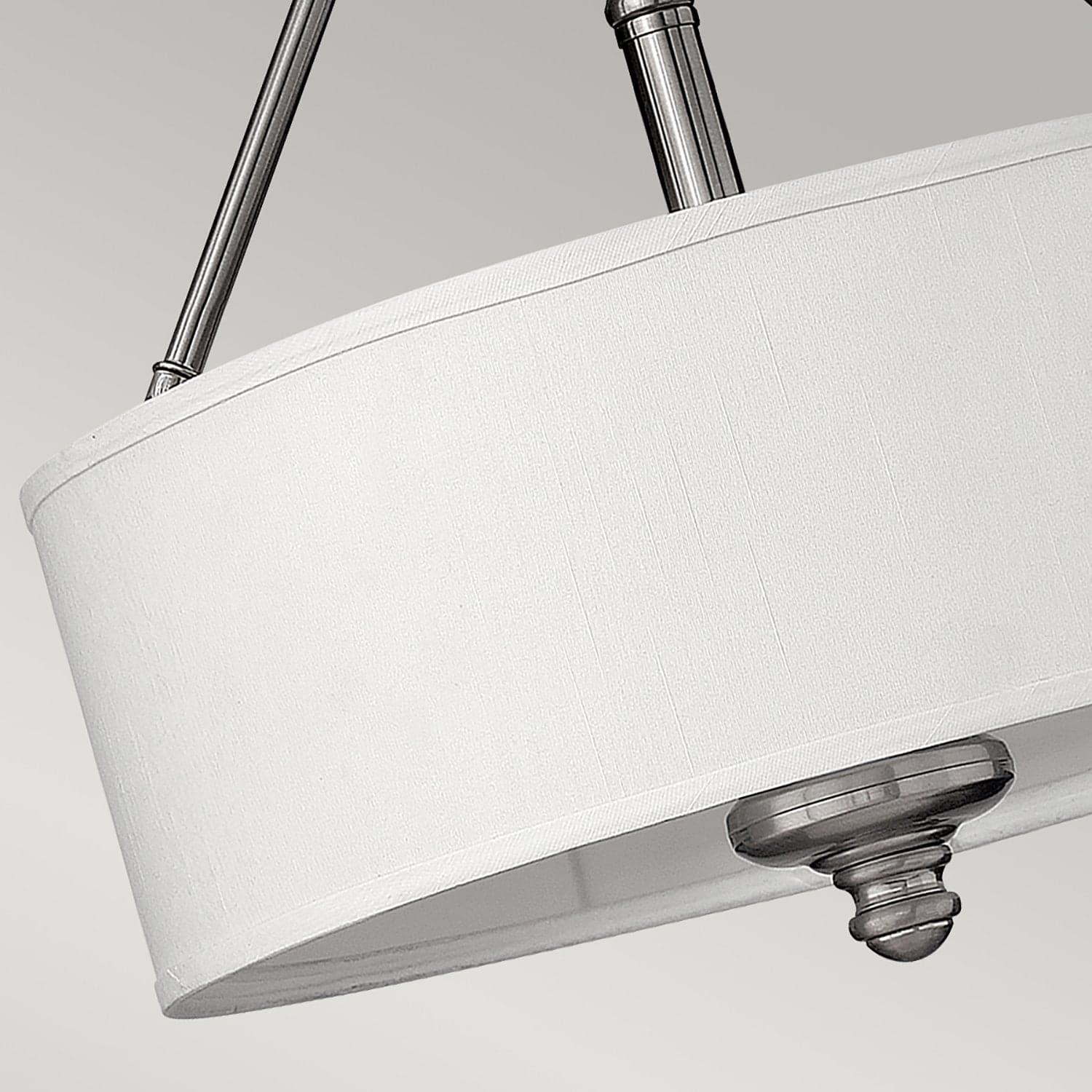 Lampadario Classico Sussex Acciaio Nichel Spazzolato Tessuto 3 Luci E27 in Lampade a sospensione LuceArt - Montecorvino Pugliano, commercioVirtuoso.it