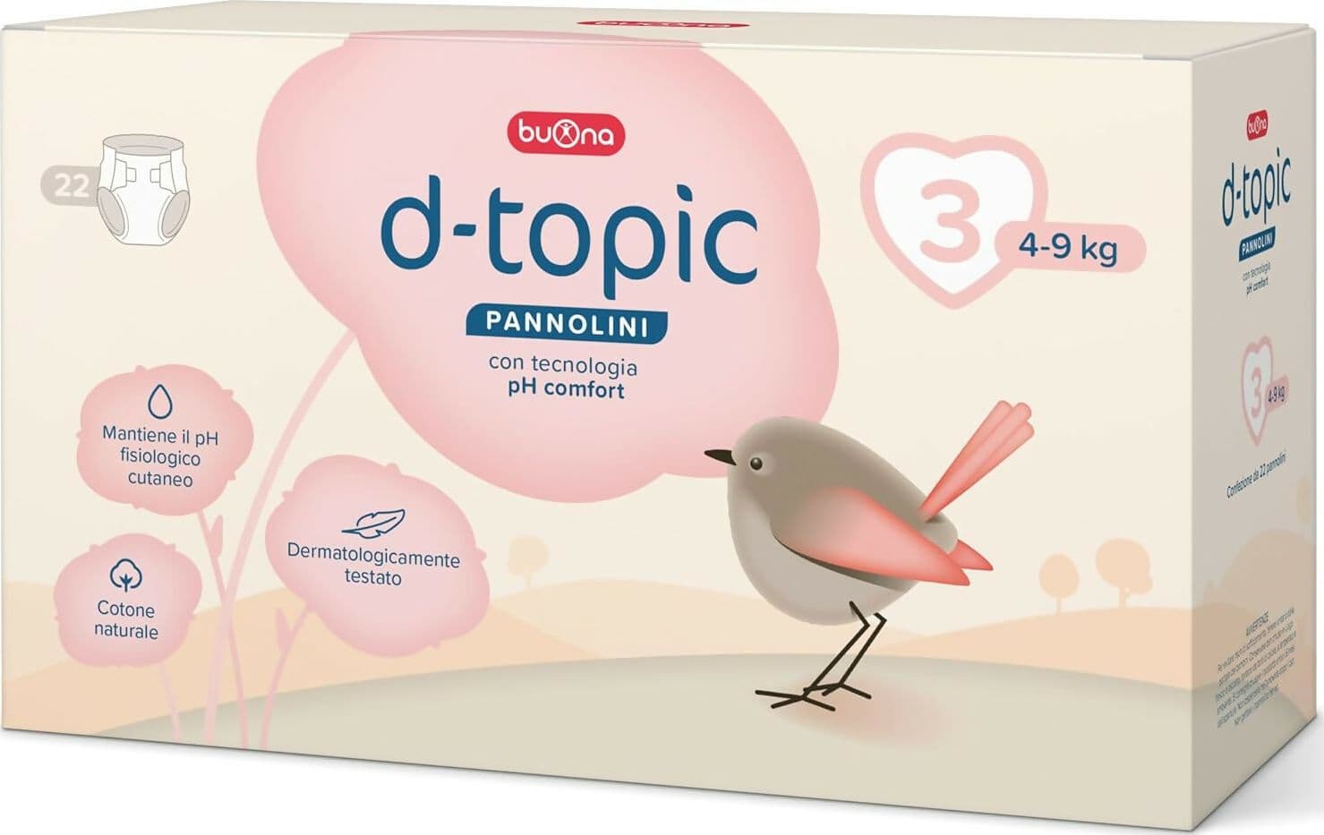 Buona D-Topic Pannolini per neonati e bambini - con Tecnologia pH Comfort - Dermatologicamente testati, Cotone Naturale, Materiali Traspiranti Delicati sulla Pelle dei Bambini - tutte le misure disponibili - 3 pacchi - PREZZO PER 3 CONFEZIONI in Pannolini per bambini Sanitaria Gioia del Bimbo - Villa San Giovanni, commercioVirtuoso.it