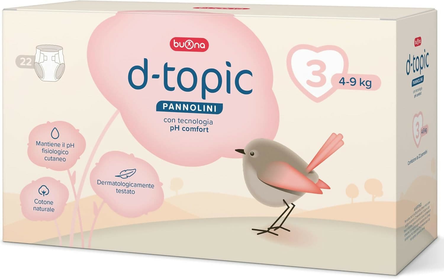 Buona D-Topic Pannolini per neonati e bambini - con Tecnologia pH Comfort - Dermatologicamente testati, Cotone Naturale, Materiali Traspiranti Delicati sulla Pelle dei Bambini - tutte le misure disponibili - 3 pacchi - PREZZO PER 3 CONFEZIONI in Pannolini per bambini Sanitaria Gioia del Bimbo - Villa San Giovanni, commercioVirtuoso.it