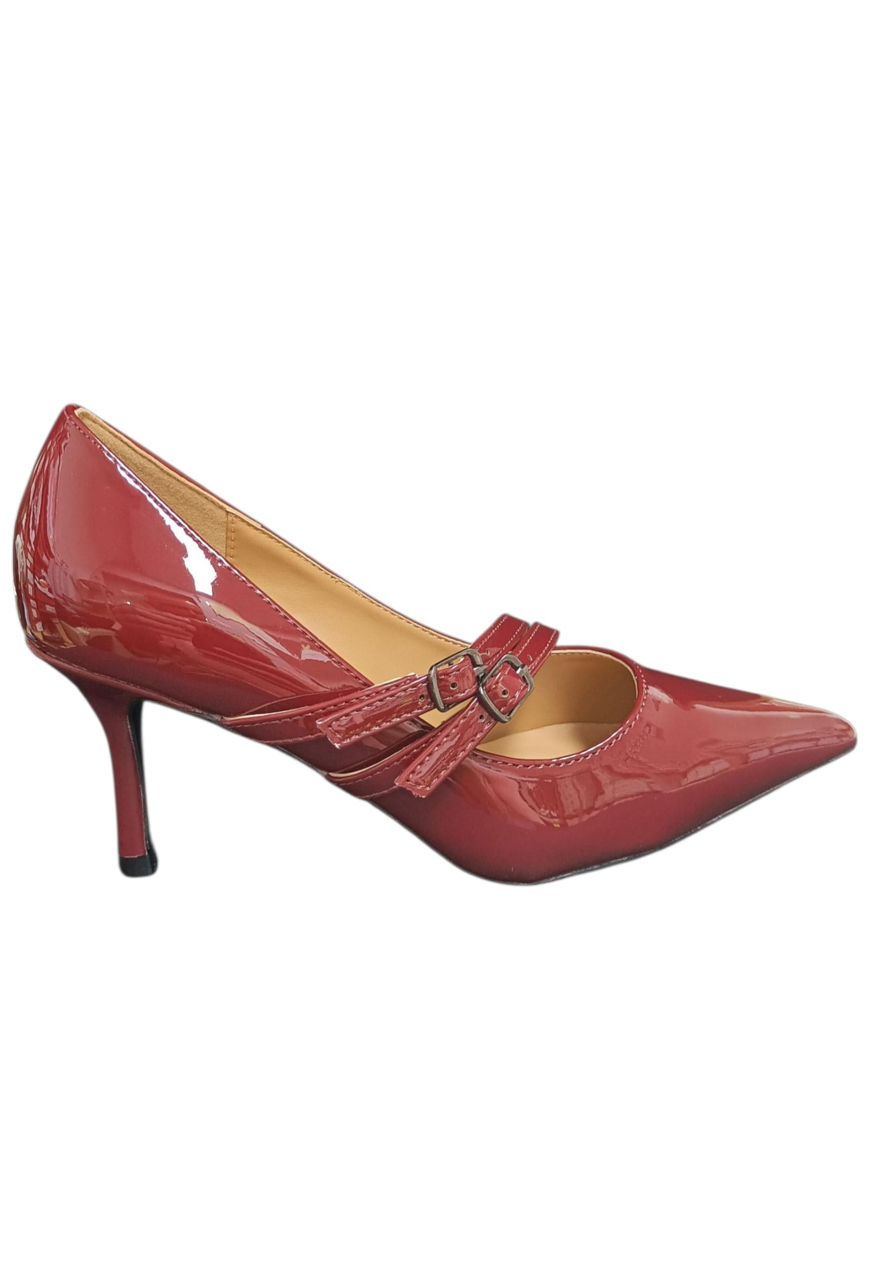 Décolleté donna Marina Galanti bordeaux pelle - Eleganza classica con fibbia - 6