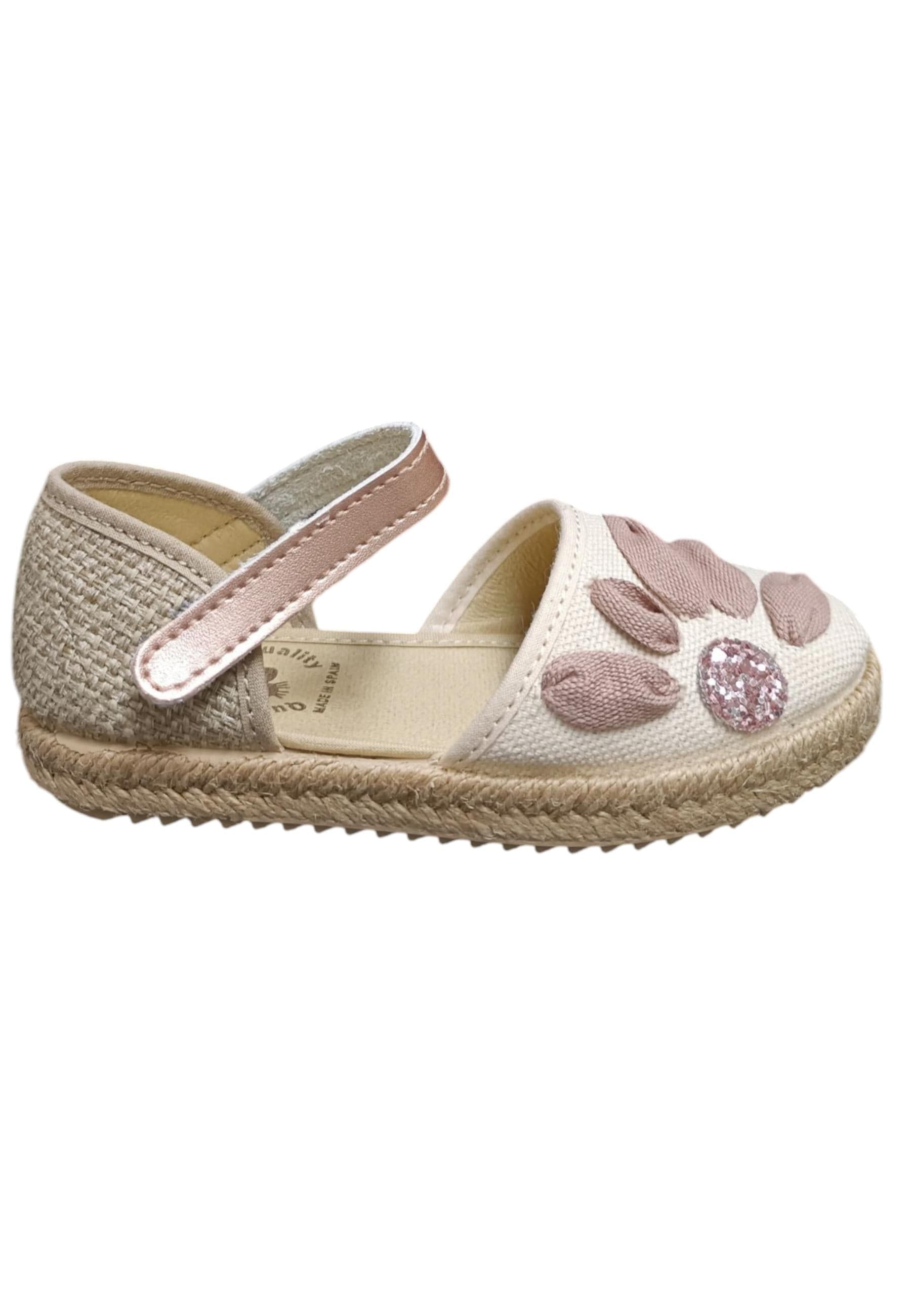 Espadrillas bambina Vul-Ladi Carla beige rosa tela velcro summer style - 6