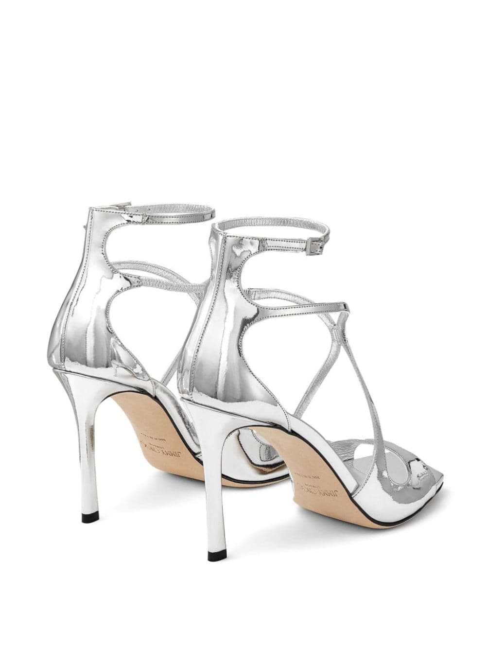 Jimmy Choo Sandali in pelle effetto metallizzato liquido argento da donna in Sandali moda Drestige - Casamassima, commercioVirtuoso.it
