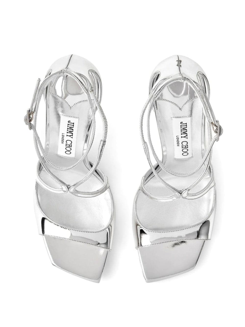 Jimmy Choo Sandali in pelle effetto metallizzato liquido argento da donna in Sandali moda Drestige - Casamassima, commercioVirtuoso.it