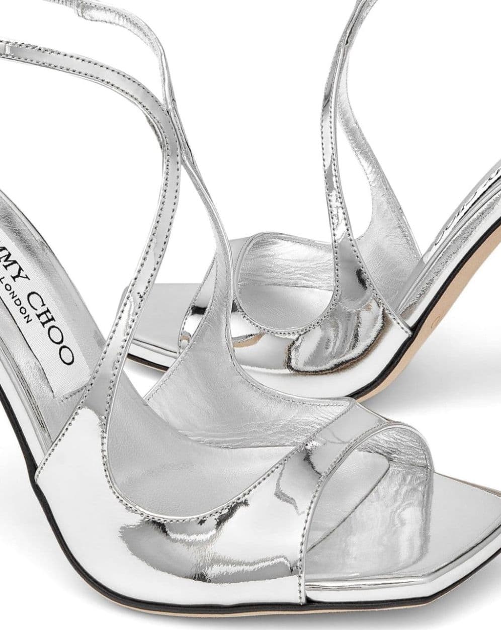 Jimmy Choo Sandali in pelle effetto metallizzato liquido argento da donna in Sandali moda Drestige - Casamassima, commercioVirtuoso.it