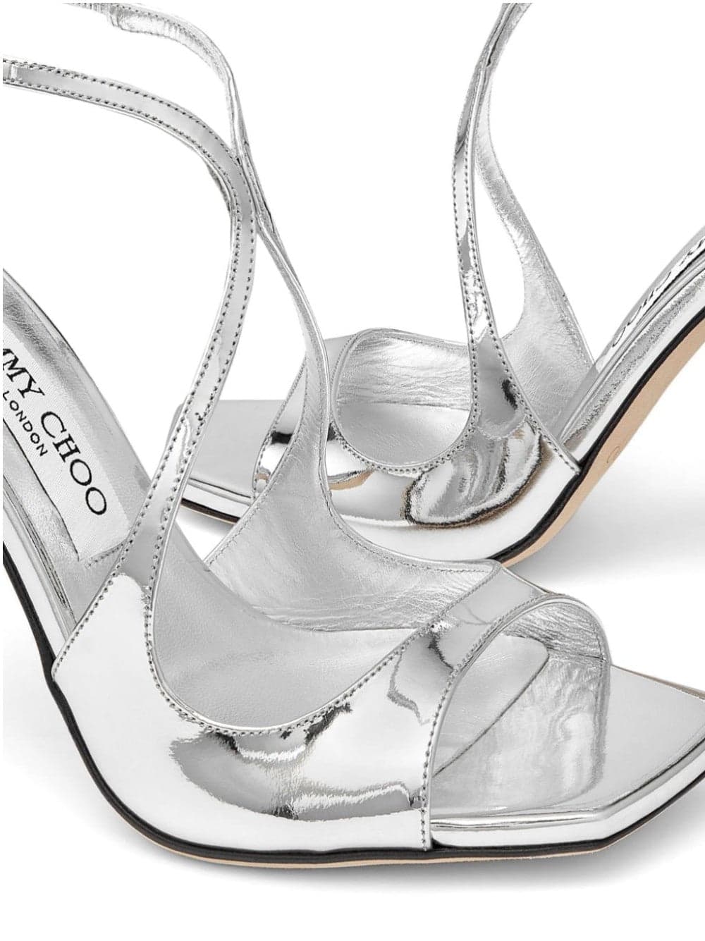 Jimmy Choo Sandali in pelle effetto metallizzato liquido argento da donna in Sandali moda Drestige - Casamassima, commercioVirtuoso.it