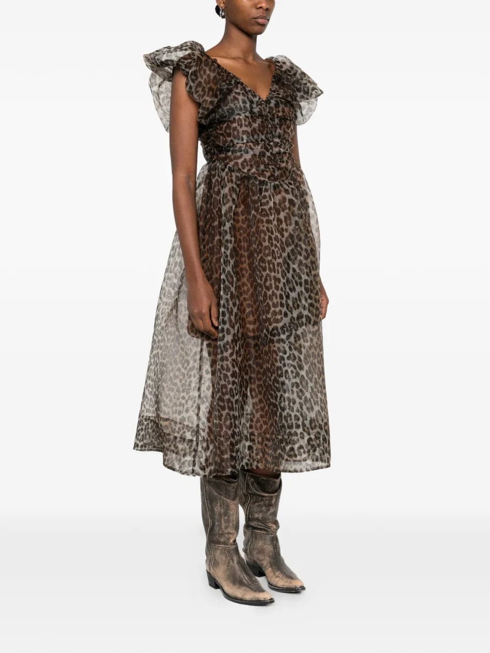 GANNI <h4> - Vestito in chiffon leopardato</h4> da donna in Cocktail Drestige - Casamassima, commercioVirtuoso.it