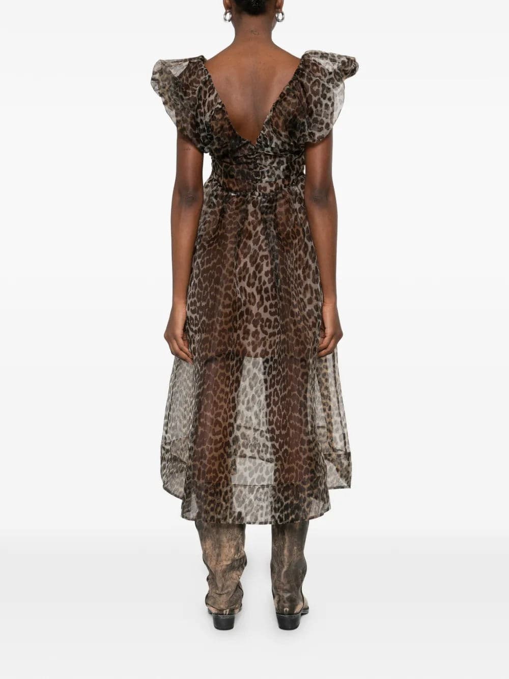 GANNI <h4> - Vestito in chiffon leopardato</h4> da donna in Cocktail Drestige - Casamassima, commercioVirtuoso.it