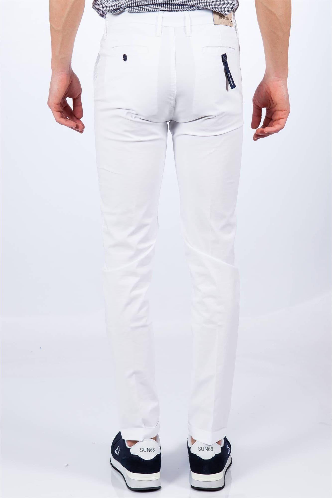 RE-HASH Re-hash - Tasca America Unito Bianco P249 MUCHA 2104 000 da uomo in Pantaloni Drestige - Casamassima, commercioVirtuoso.it