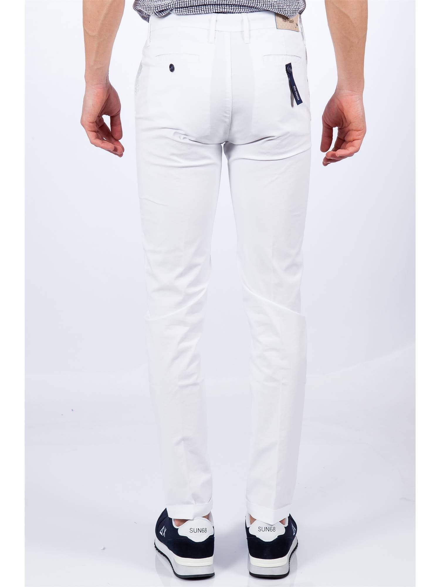 RE-HASH Re-hash - Tasca America Unito Bianco P249 MUCHA 2104 000 da uomo in Pantaloni Drestige - Casamassima, commercioVirtuoso.it
