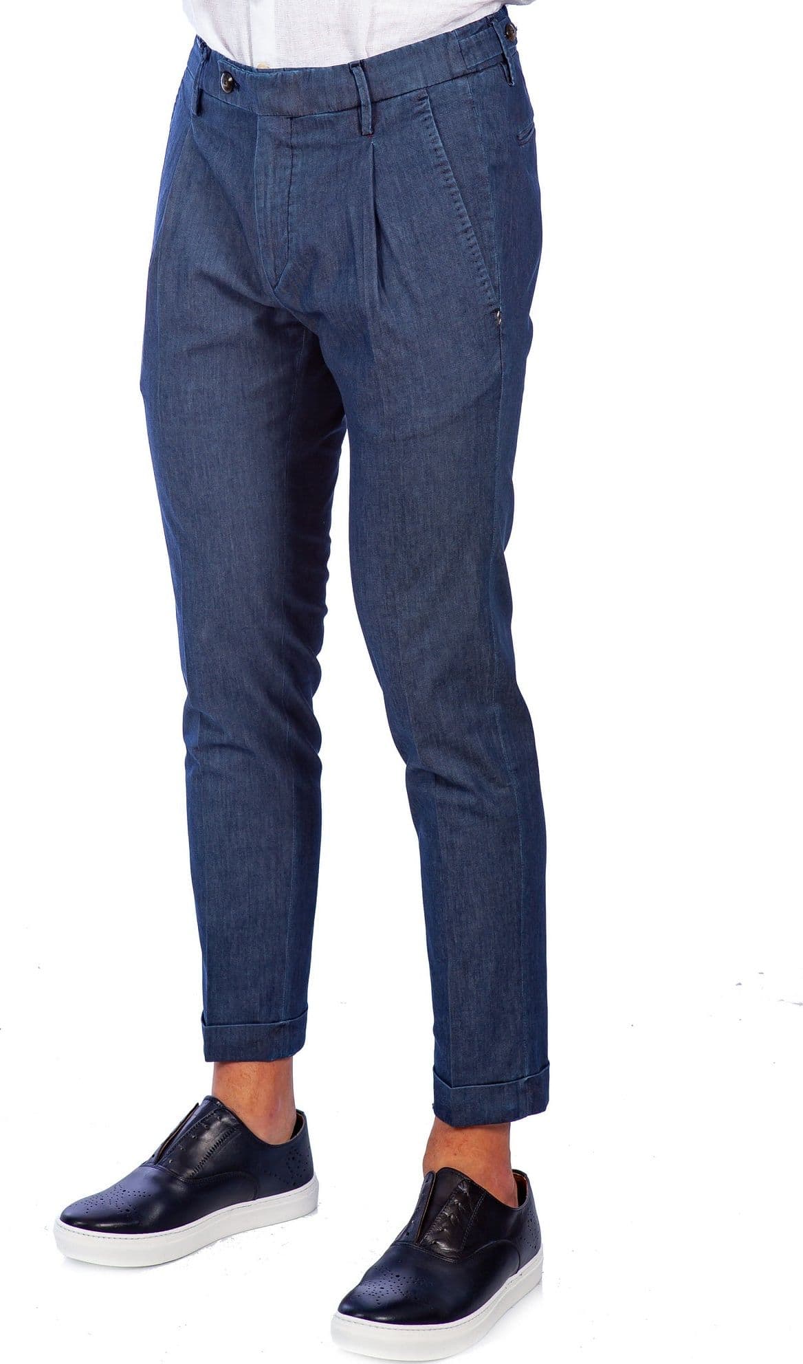 MICHAEL COAL Michael Coal - Pantalone Capri Con Pences Effet Denim FREDERICK 1107 W298 da uomo in Pantaloni Drestige - Casamassima, commercioVirtuoso.it