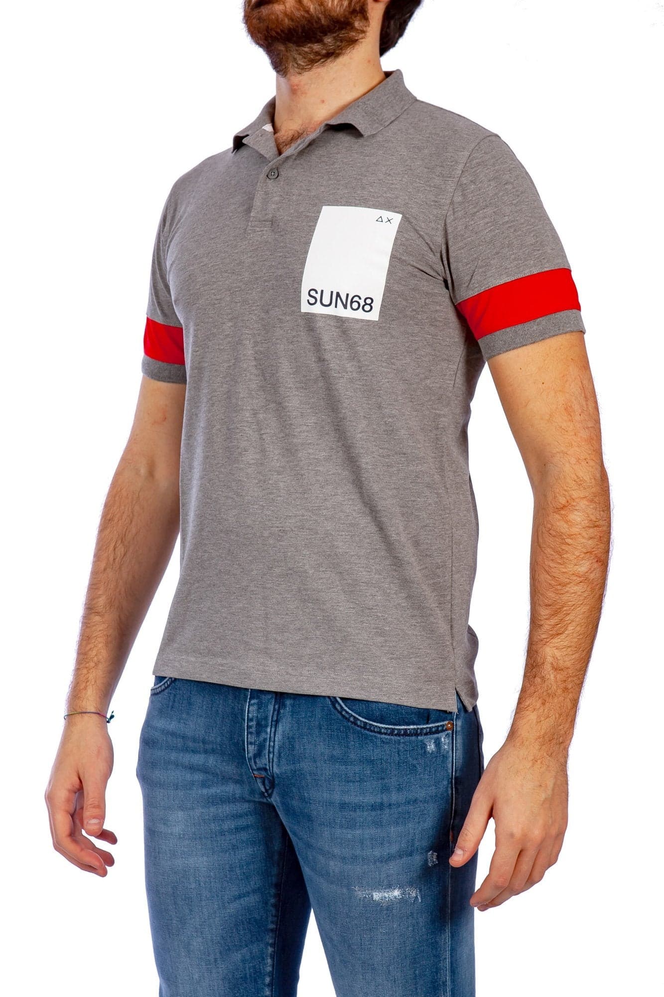 SUN68 Sun68 - Big Logo On Chest Rettangolo B.co A19124 34 GRI da uomo in Pantaloncini e calzoncini Drestige - Casamassima, commercioVirtuoso.it