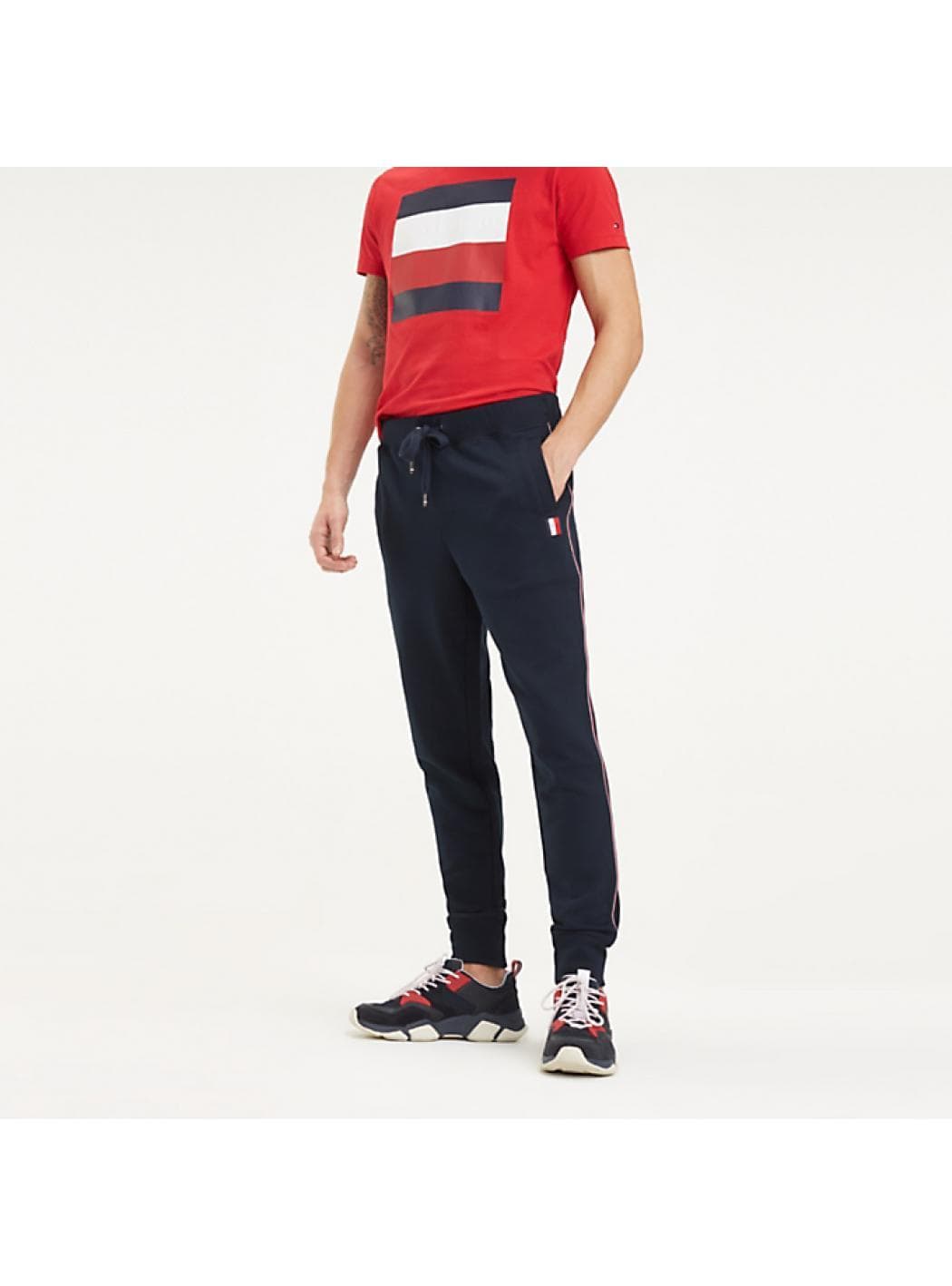Tommy Hilfiger - Pantalone Felpa Striped Sweat MW0MW10513 403 BLU da uomo in Pantaloni sportivi Drestige - Casamassima, commercioVirtuoso.it