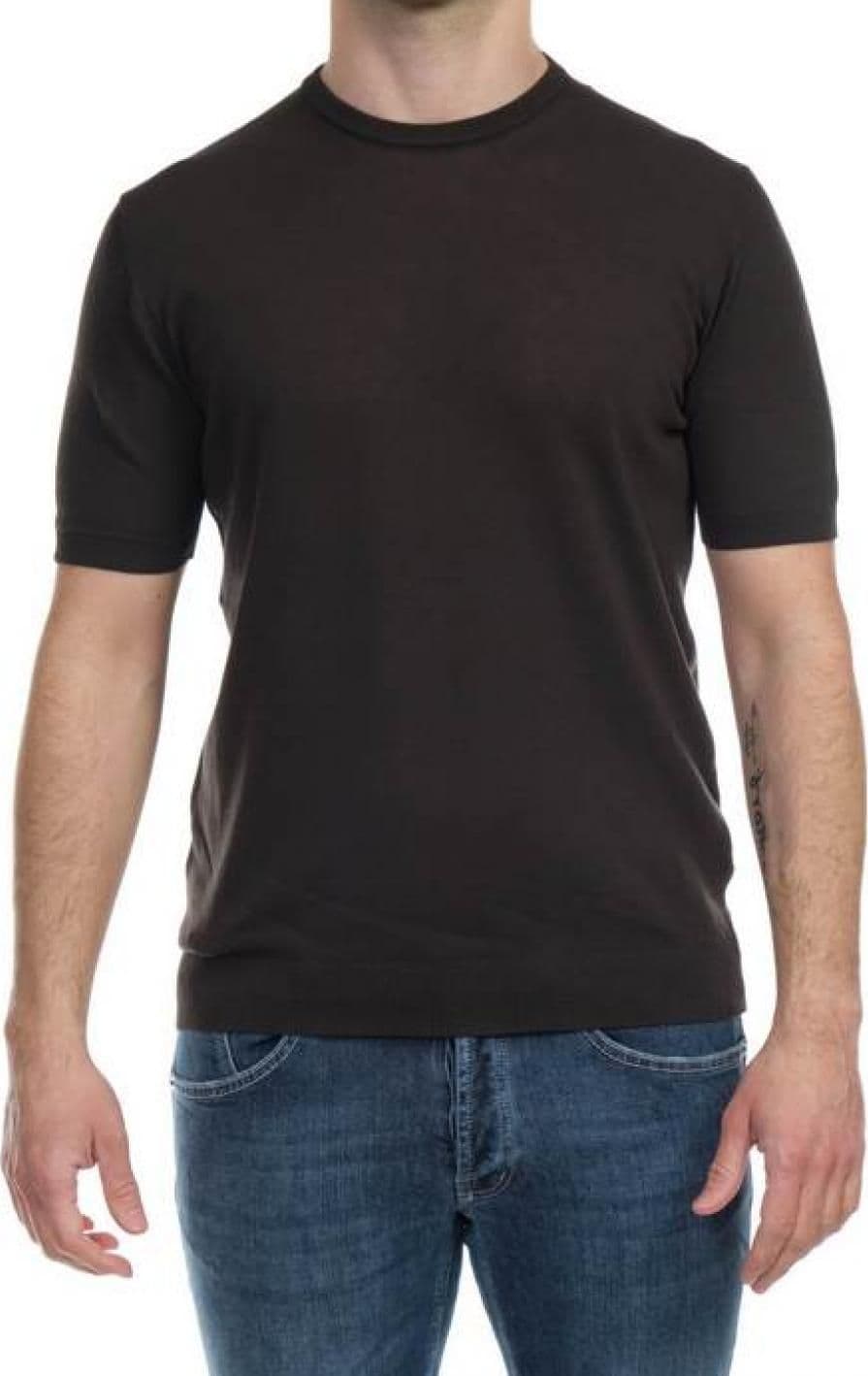 ALPHA STUDIO Alpha Studio - Giro Mezza Manica Cotton Crepe AU4020CS 1027 CAFFE