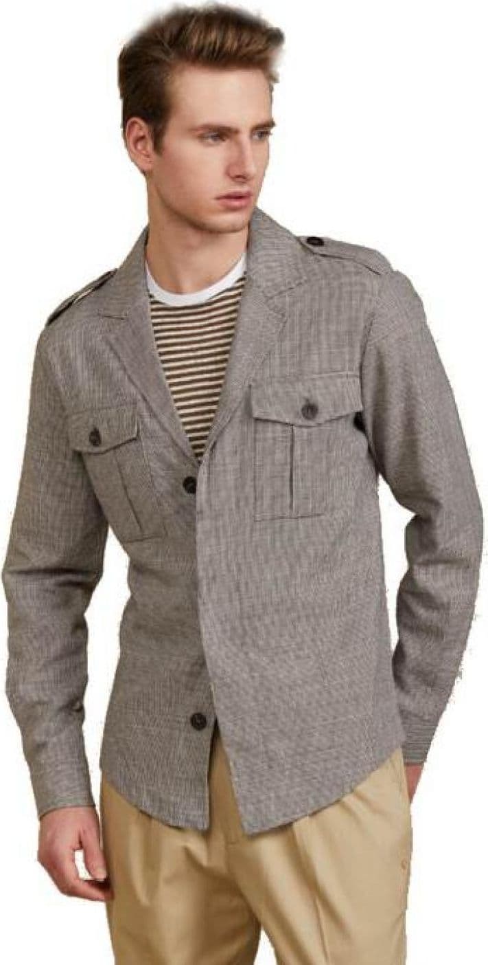 OUTFIT Outfit - Overshirt Militare Piede De Poul Bianco E Moro OF1S2S1J007/434 MORO da uomo in Camicie casual Drestige - Casamassima, commercioVirtuoso.it