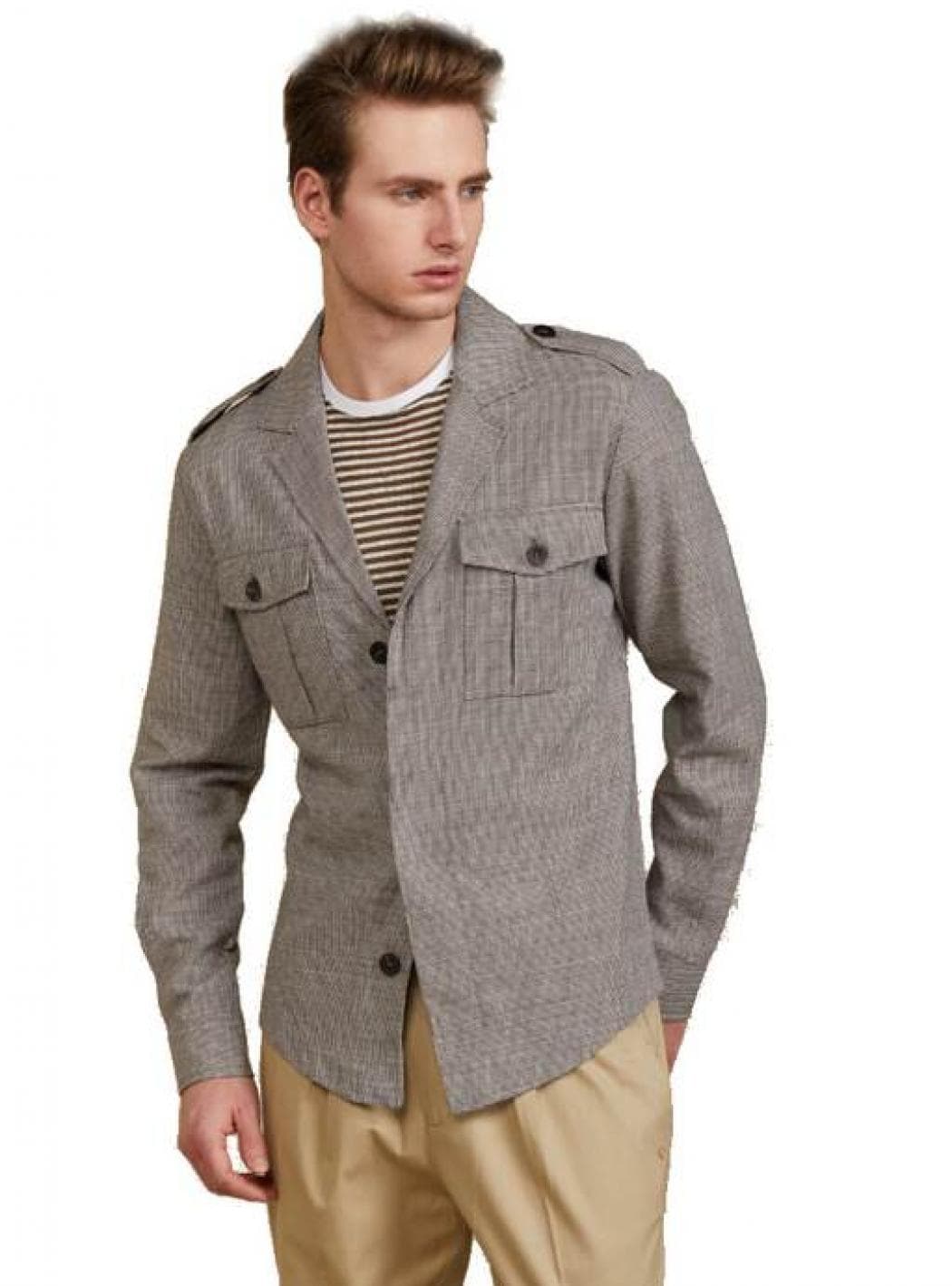 OUTFIT Outfit - Overshirt Militare Piede De Poul Bianco E Moro OF1S2S1J007/434 MORO da uomo in Camicie casual Drestige - Casamassima, commercioVirtuoso.it