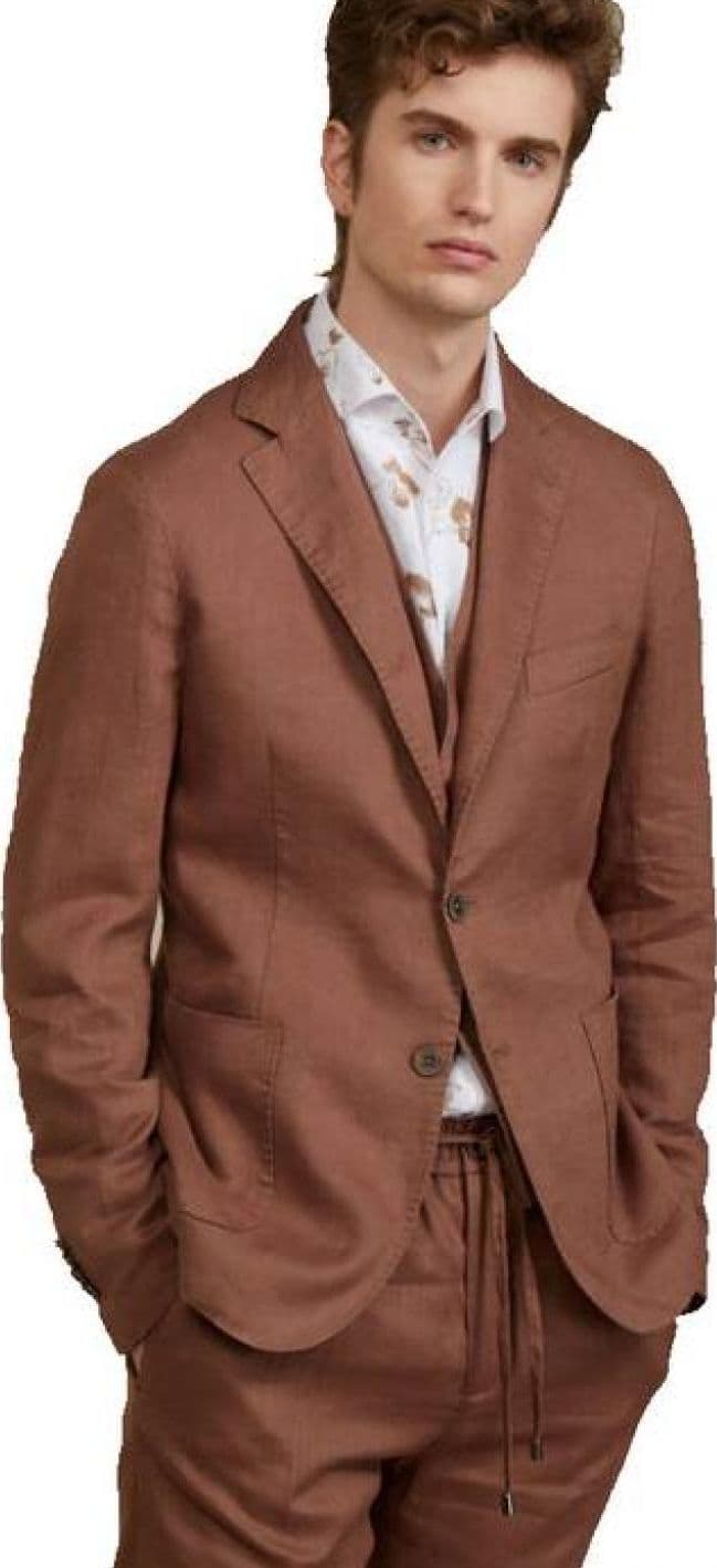 OUTFIT Outfit - Giacca Monopetto In Lino OF1S2S1G002/027CACAO da uomo in Abiti Drestige - Casamassima, commercioVirtuoso.it