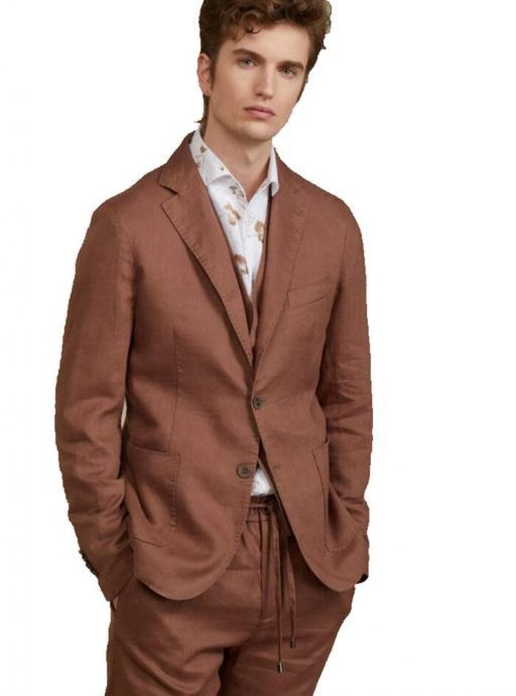 OUTFIT Outfit - Giacca Monopetto In Lino OF1S2S1G002/027CACAO da uomo in Abiti Drestige - Casamassima, commercioVirtuoso.it