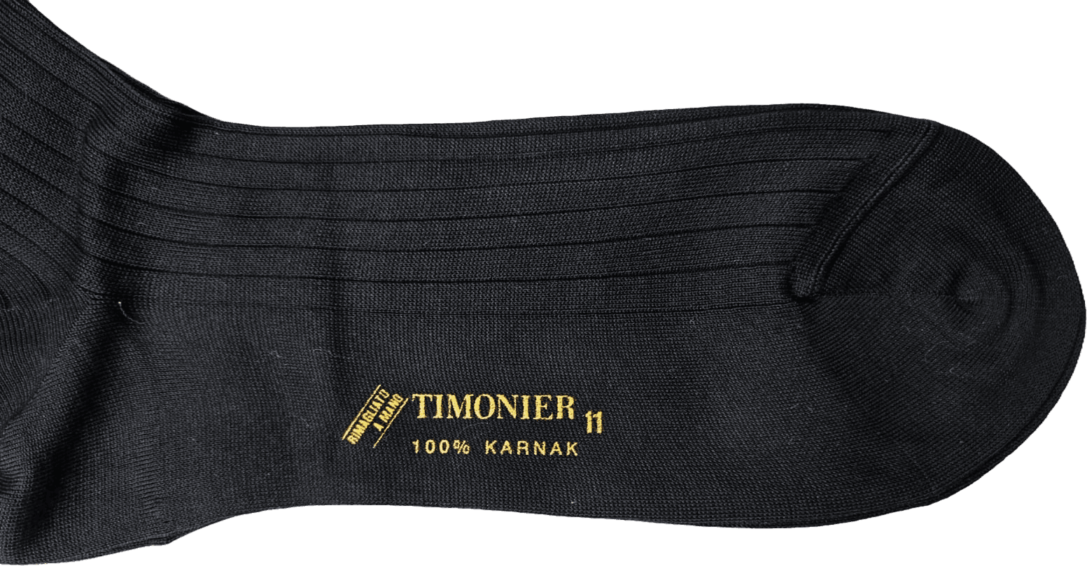 Calze Lunghe Uomo Timonier - A Coste Nero Tinta Unita - Cotone Karnak 100% Egiziano in Calze Couture - Sestu, commercioVirtuoso.it