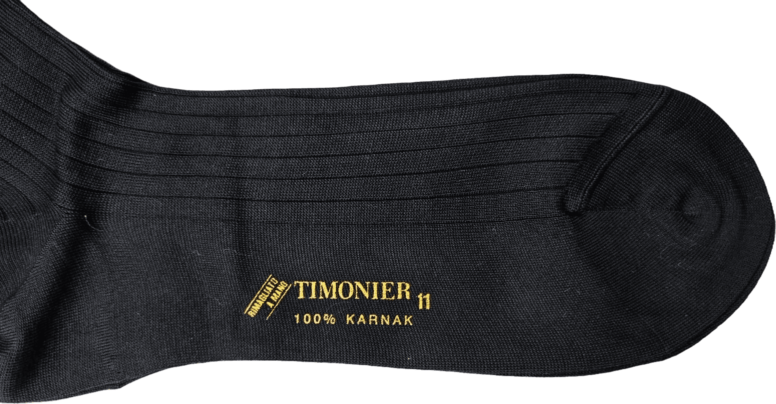 Calze Lunghe Uomo Timonier - A Coste Nero Tinta Unita - Cotone Karnak 100% Egiziano in Calze Couture - Sestu, commercioVirtuoso.it