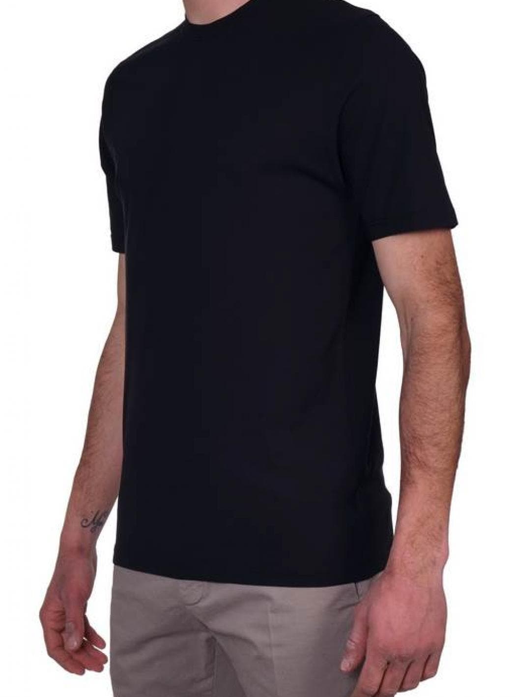 ALPHA STUDIO Alpha Studio - Giro Mezza Manica Cotton Crepe AU6020C 3024 NERO da uomo in T-shirt Drestige - Casamassima, commercioVirtuoso.it