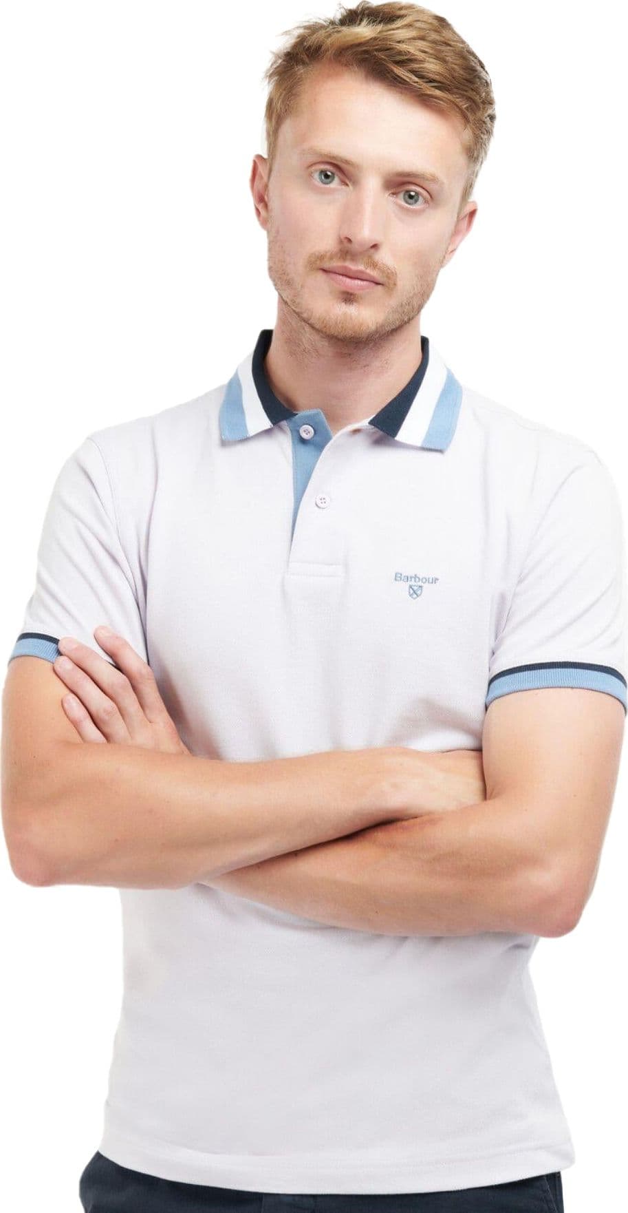 BARBOUR Barbour - Pique Con Collo 3 Colori Blu Bco Azzurro MML1173 PU11 da uomo in Giacche Drestige - Casamassima, commercioVirtuoso.it