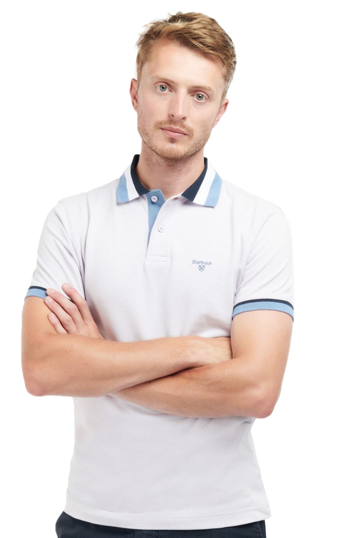 BARBOUR Barbour - Pique Con Collo 3 Colori Blu Bco Azzurro MML1173 PU11 da uomo in Giacche Drestige - Casamassima, commercioVirtuoso.it
