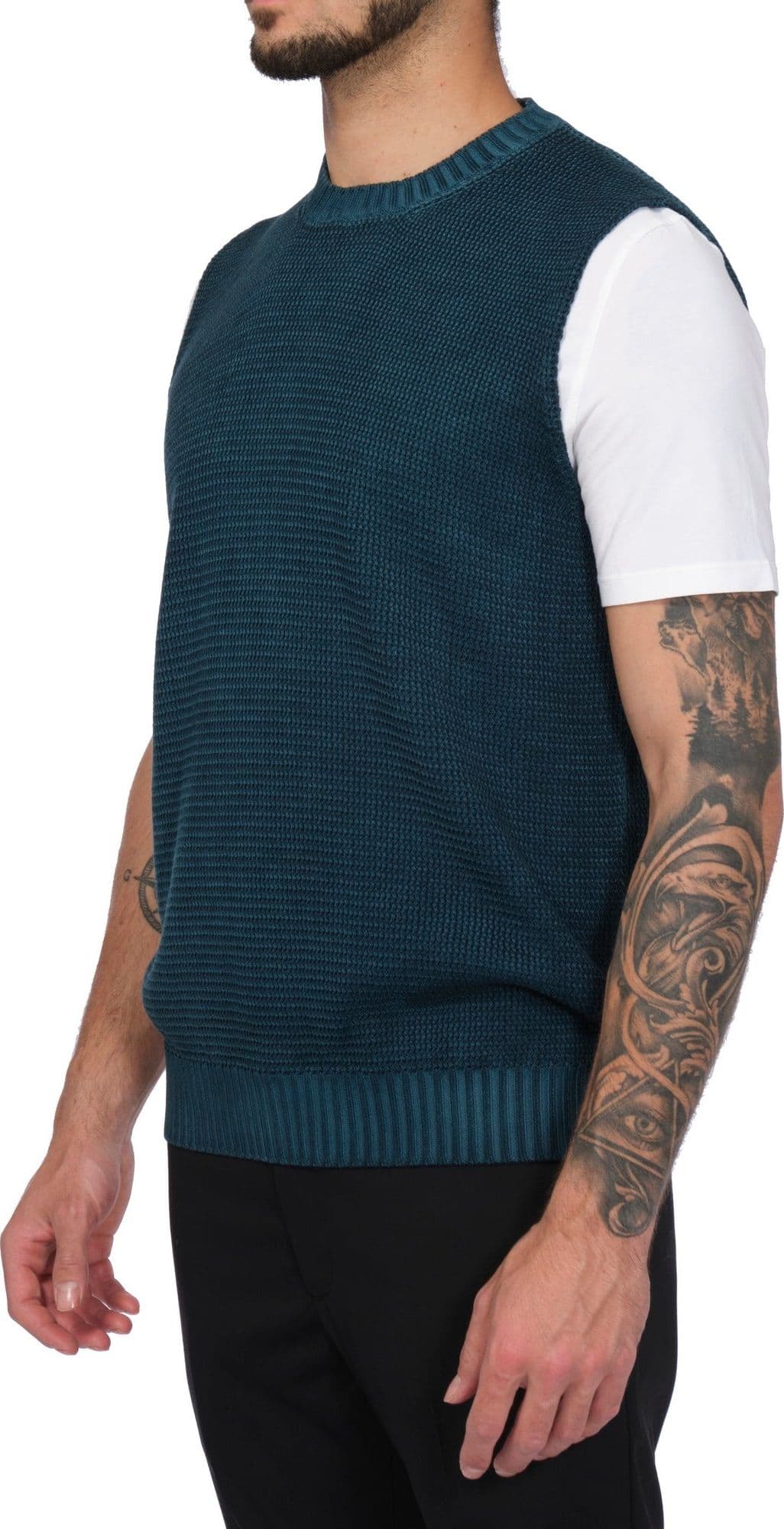 ALPHA STUDIO Alpha Studio - Smanicato Girocollo In Cotone AU-1111CS 1044 VER da uomo in Maglioni Drestige - Casamassima, commercioVirtuoso.it
