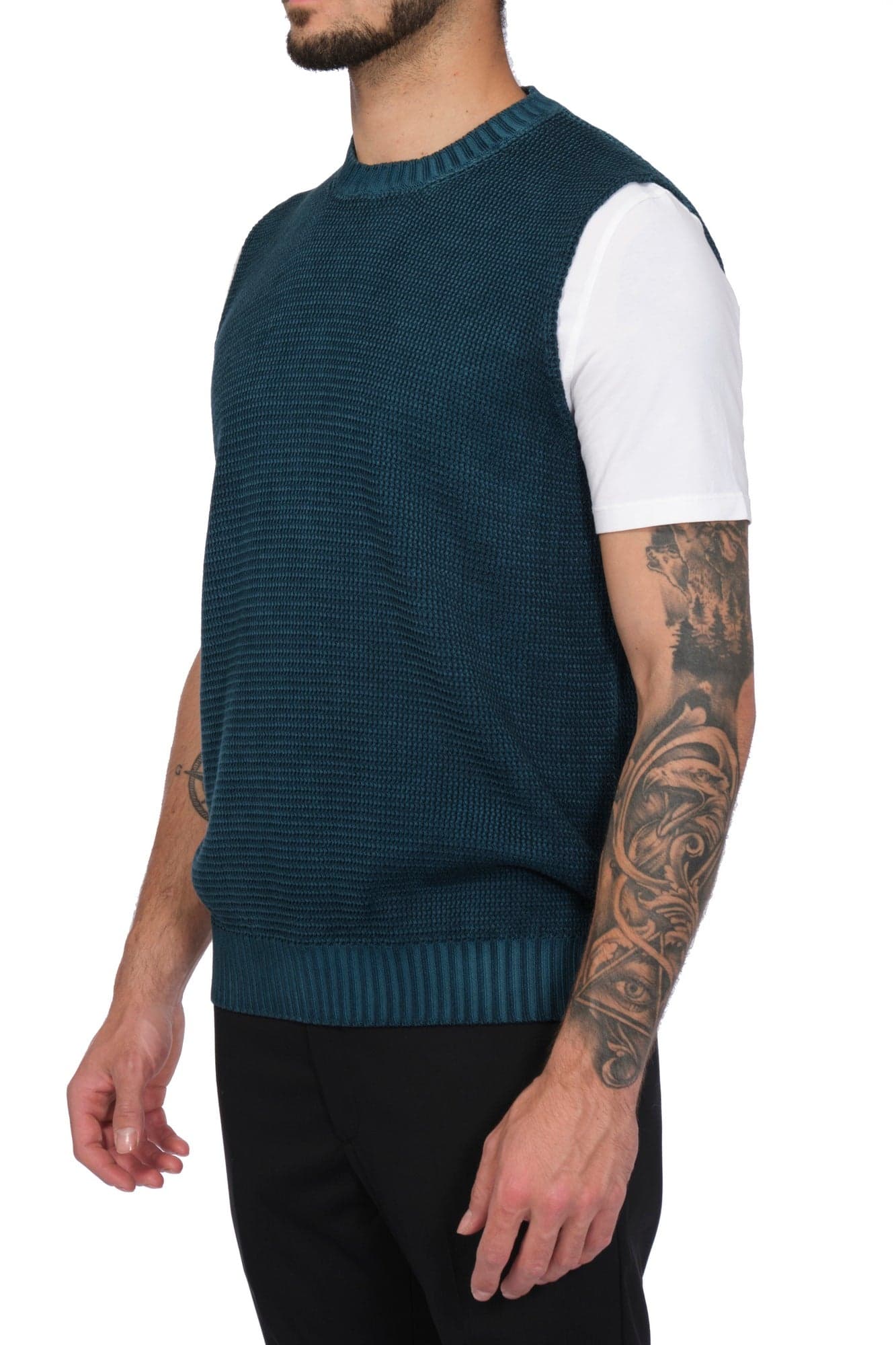 ALPHA STUDIO Alpha Studio - Smanicato Girocollo In Cotone AU-1111CS 1044 VER da uomo in Maglioni Drestige - Casamassima, commercioVirtuoso.it