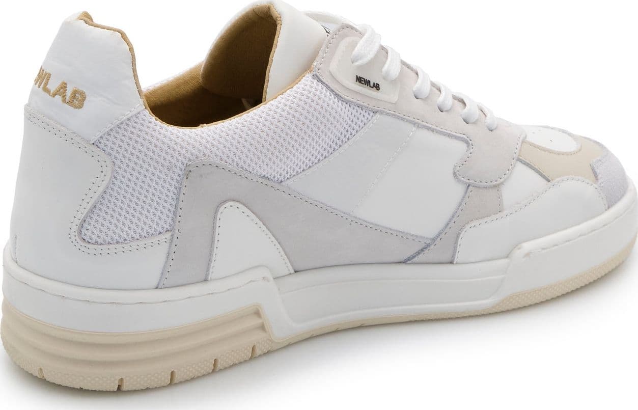 NEWLAB Newlab - Sneaker In White Leather And White Nubuck BASKET/I01 WHITE da uomo in Sneaker casual Drestige - Casamassima, commercioVirtuoso.it