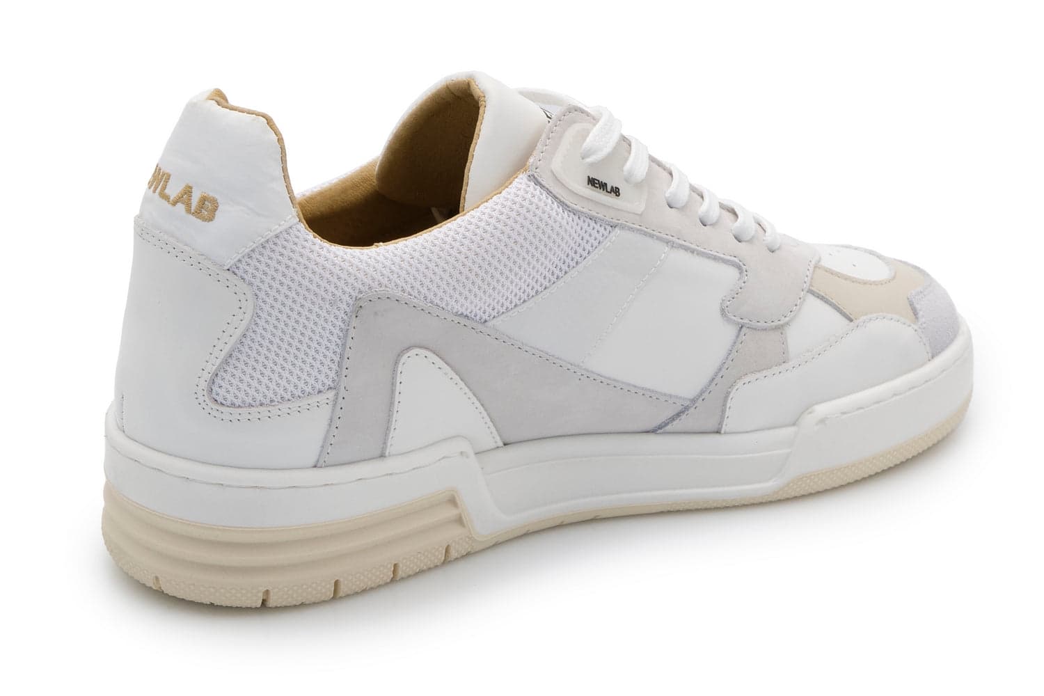 NEWLAB Newlab - Sneaker In White Leather And White Nubuck BASKET/I01 WHITE da uomo in Sneaker casual Drestige - Casamassima, commercioVirtuoso.it