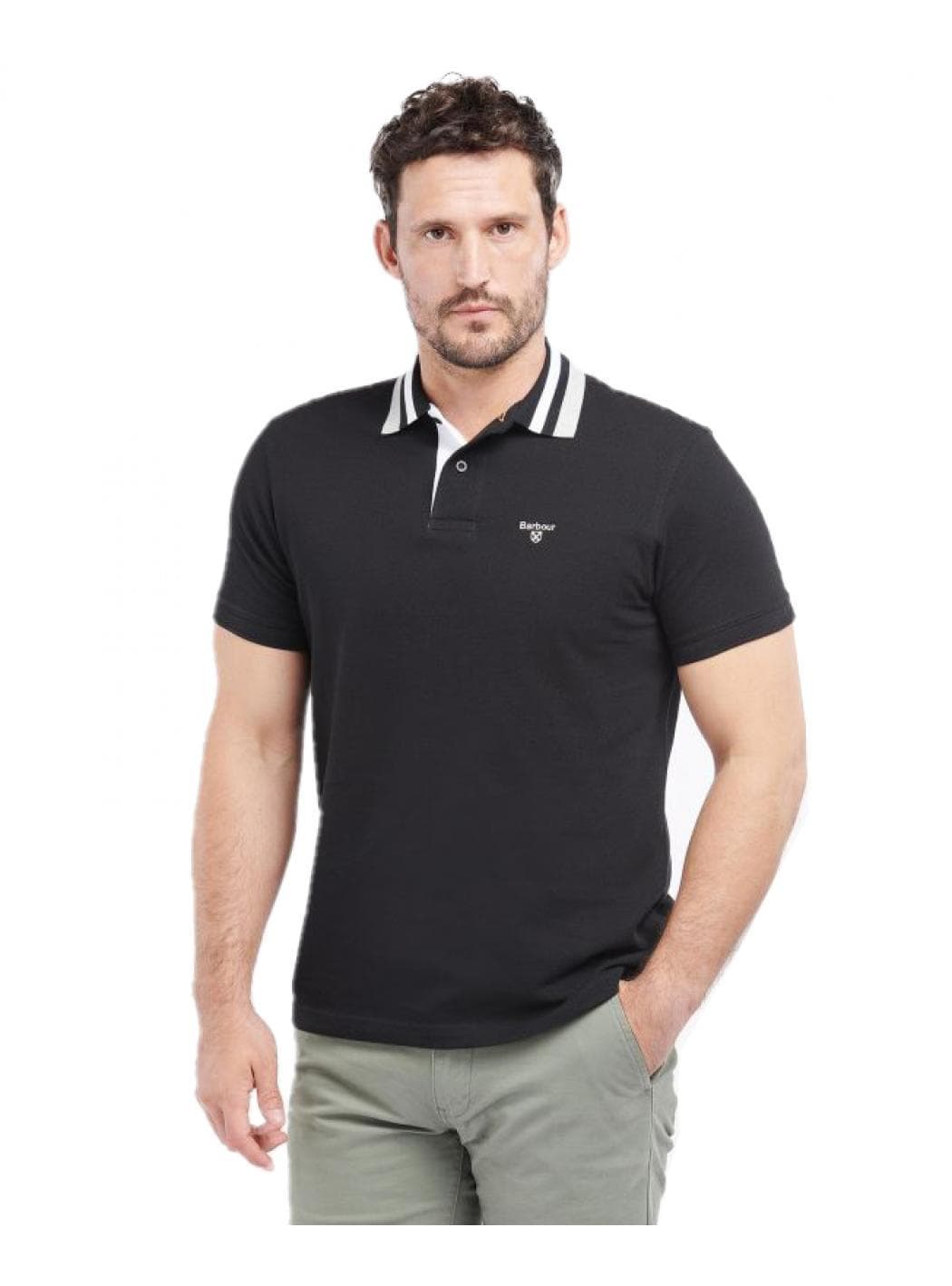 BARBOUR Barbour - Pique Con Collo 3 Colori Nero Bco Grigio MML1069 BK31 NERO da uomo in Giacche Drestige - Casamassima, commercioVirtuoso.it