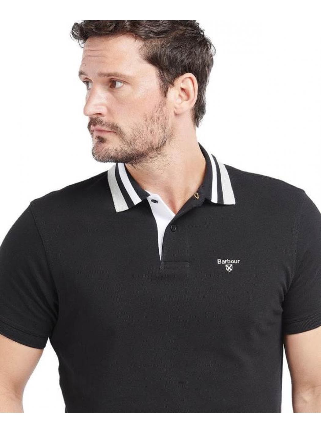 BARBOUR Barbour - Pique Con Collo 3 Colori Nero Bco Grigio MML1069 BK31 NERO da uomo in Giacche Drestige - Casamassima, commercioVirtuoso.it