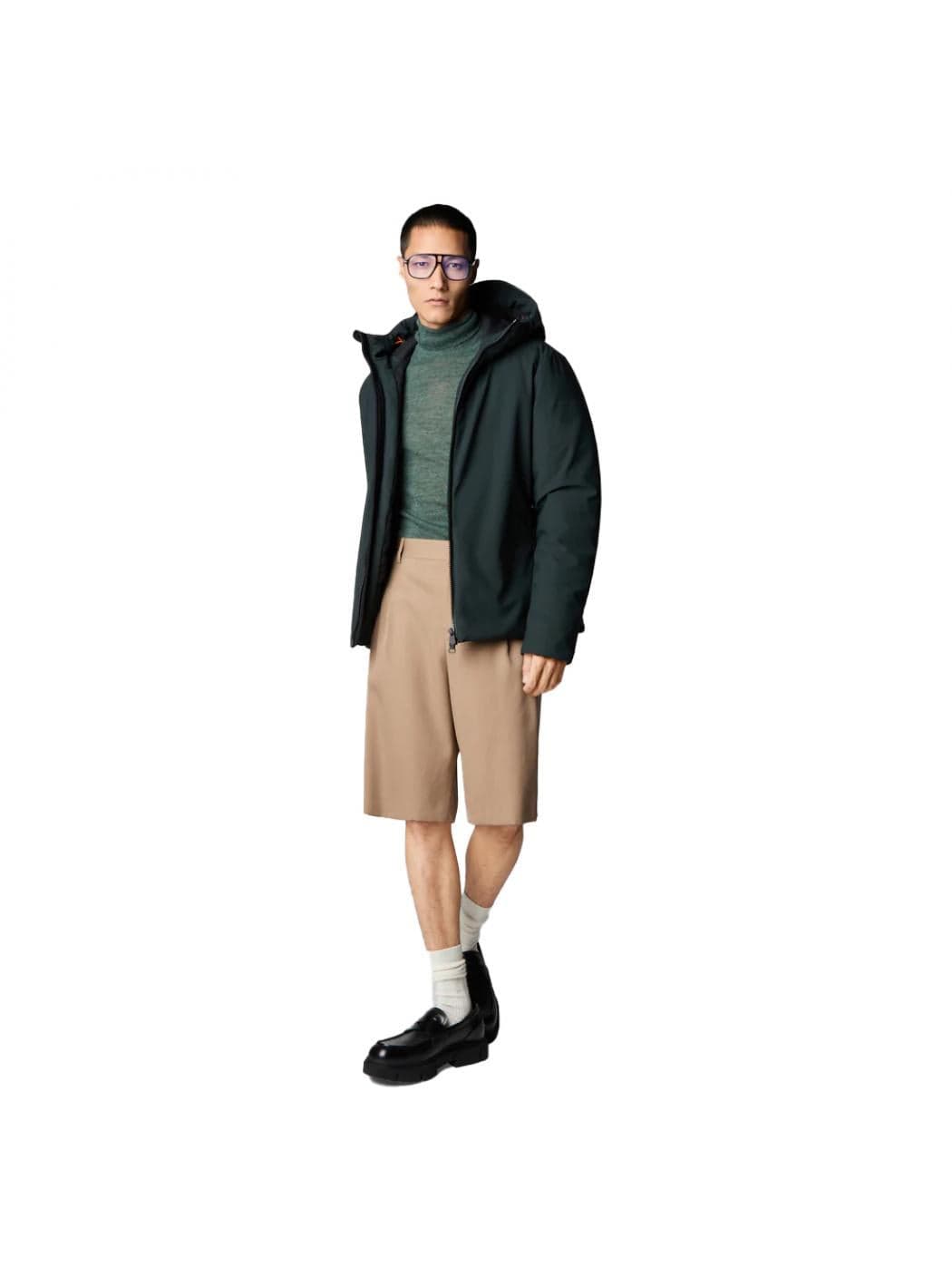 SAVE THE DUCK Save The Duck - Corto Con Capp E Zip SABAL 50030 VERDE da uomo in Giacche Drestige - Casamassima, commercioVirtuoso.it