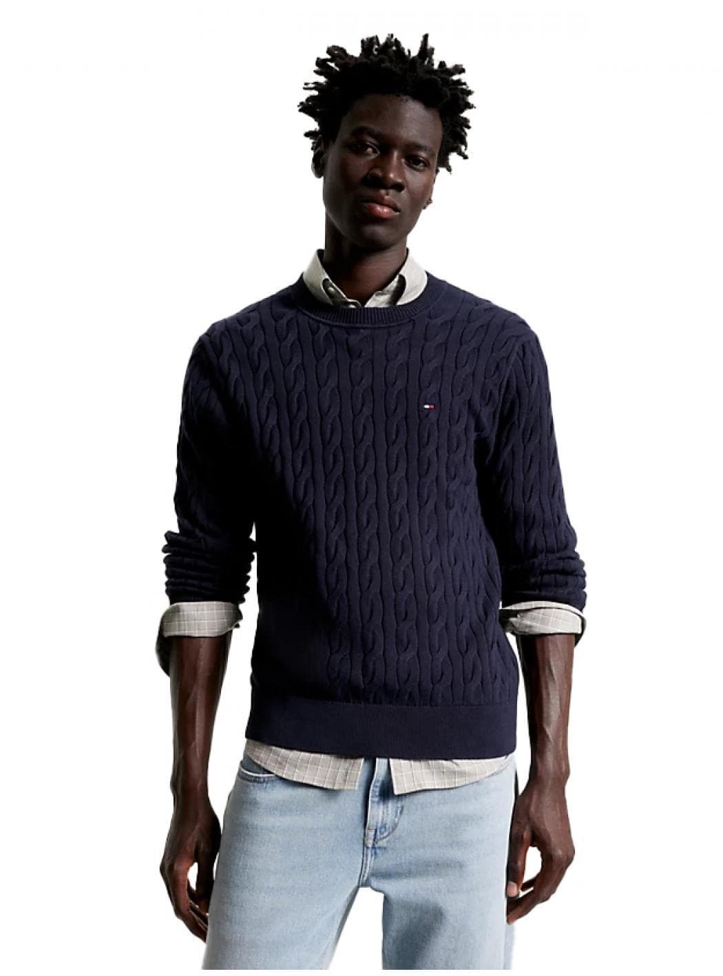 Tommy Hilfiger - Pullover Classics Relaxed Fit In Maglia Trecce MW0MW33132 DW5 da uomo in Maglioni Drestige - Casamassima, commercioVirtuoso.it