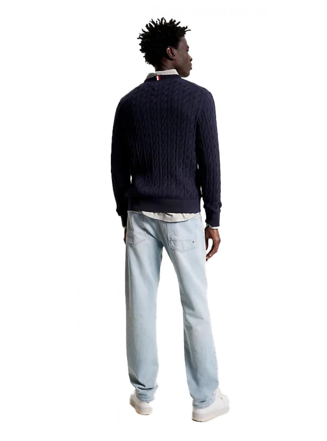 Tommy Hilfiger - Pullover Classics Relaxed Fit In Maglia Trecce MW0MW33132 DW5 da uomo in Maglioni Drestige - Casamassima, commercioVirtuoso.it
