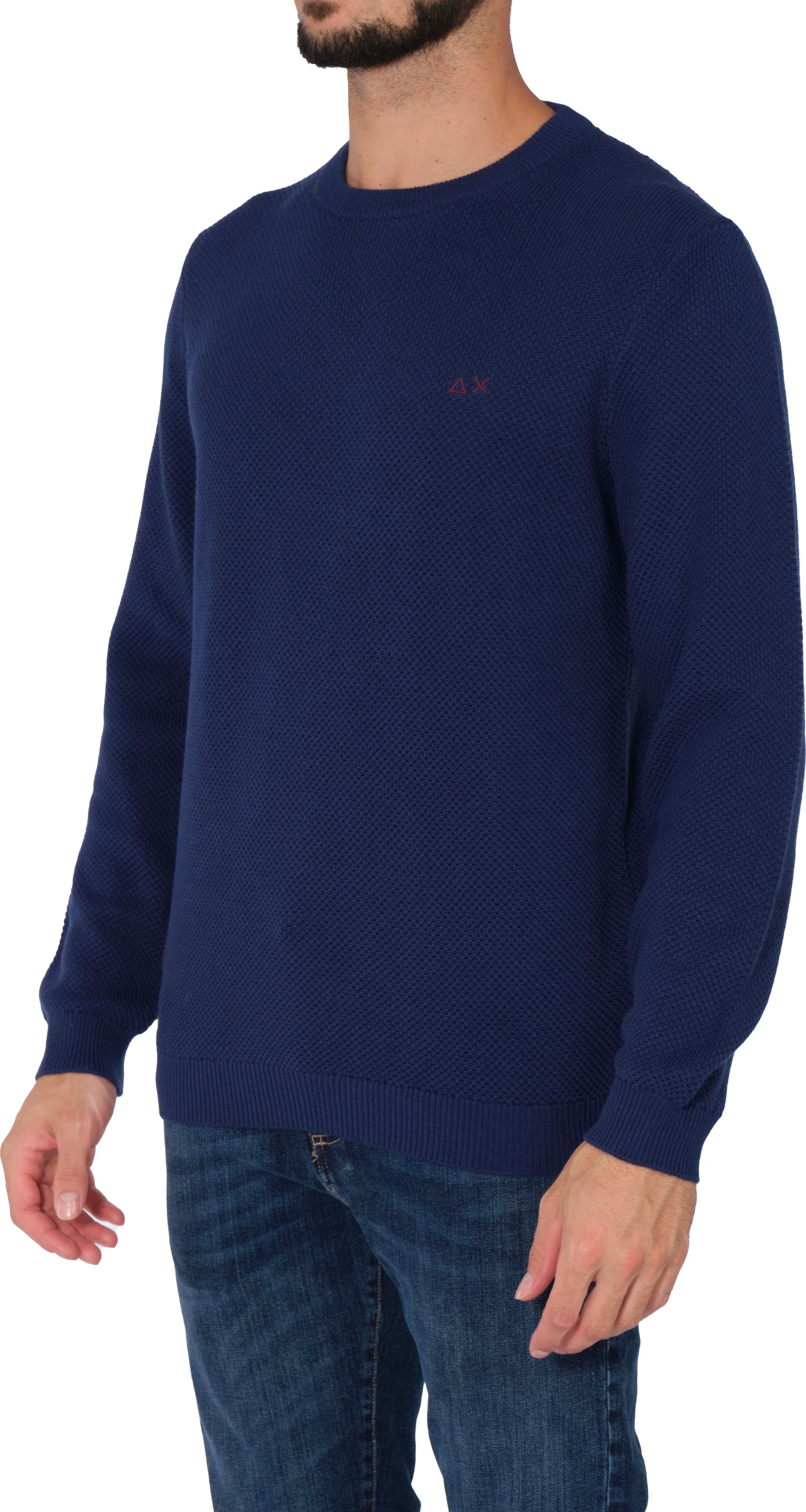 SUN68 Sun68 - Round Rice Knit K43120 83 BLU da uomo in Maglioni Drestige - Casamassima, commercioVirtuoso.it