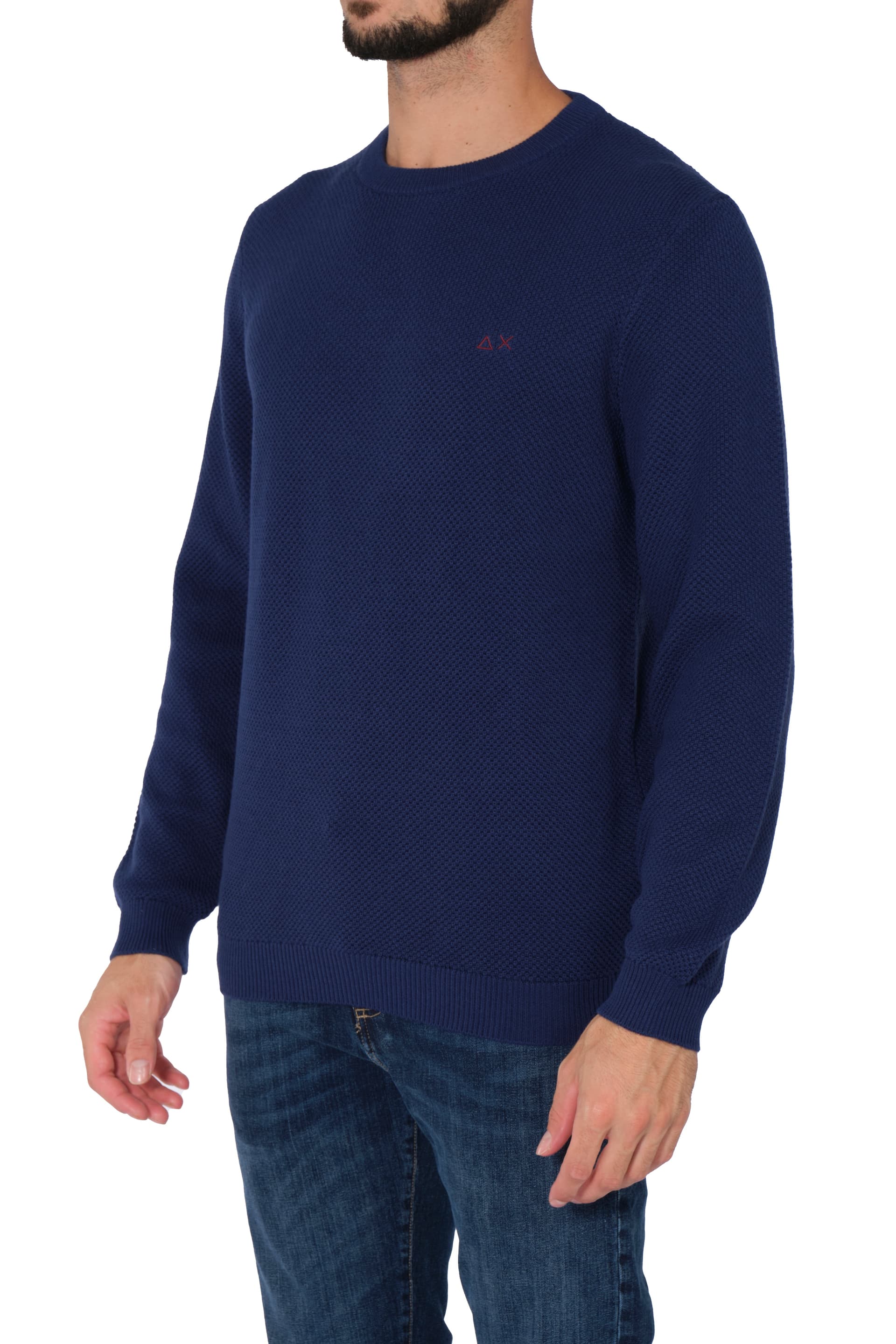 SUN68 Sun68 - Round Rice Knit K43120 83 BLU da uomo in Maglioni Drestige - Casamassima, commercioVirtuoso.it