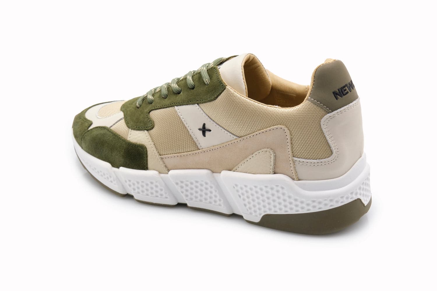 NEWLAB Newlab - Sneaker In White And Brown Appleskin RACERJI01 BEIGE/KHA da uomo in Sneaker casual Drestige - Casamassima, commercioVirtuoso.it
