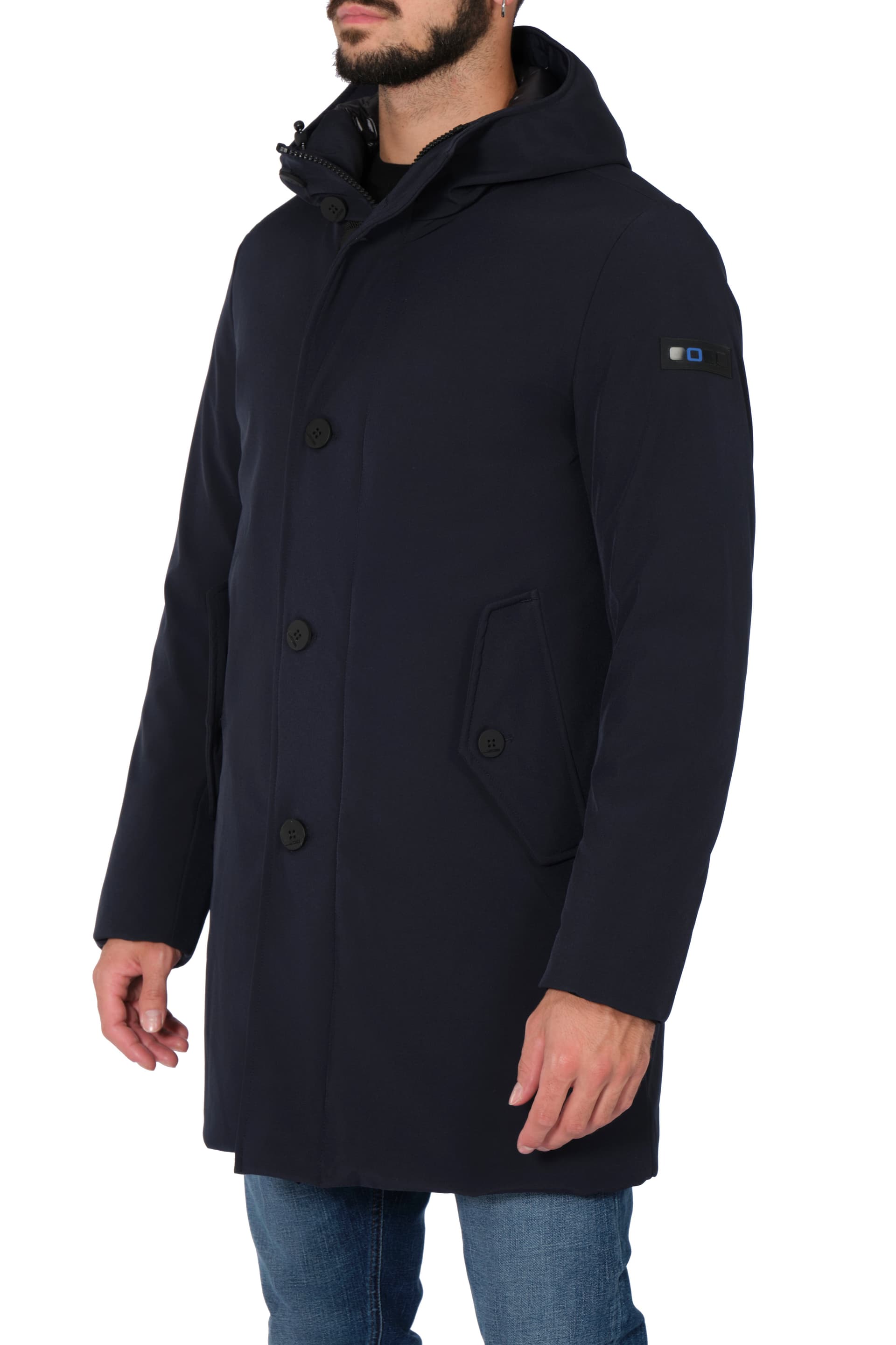 UP TO BE Up To Be - Parka Con Cappuccio+bottoni URANUS 807 BLU da uomo in Cappotti Drestige - Casamassima, commercioVirtuoso.it