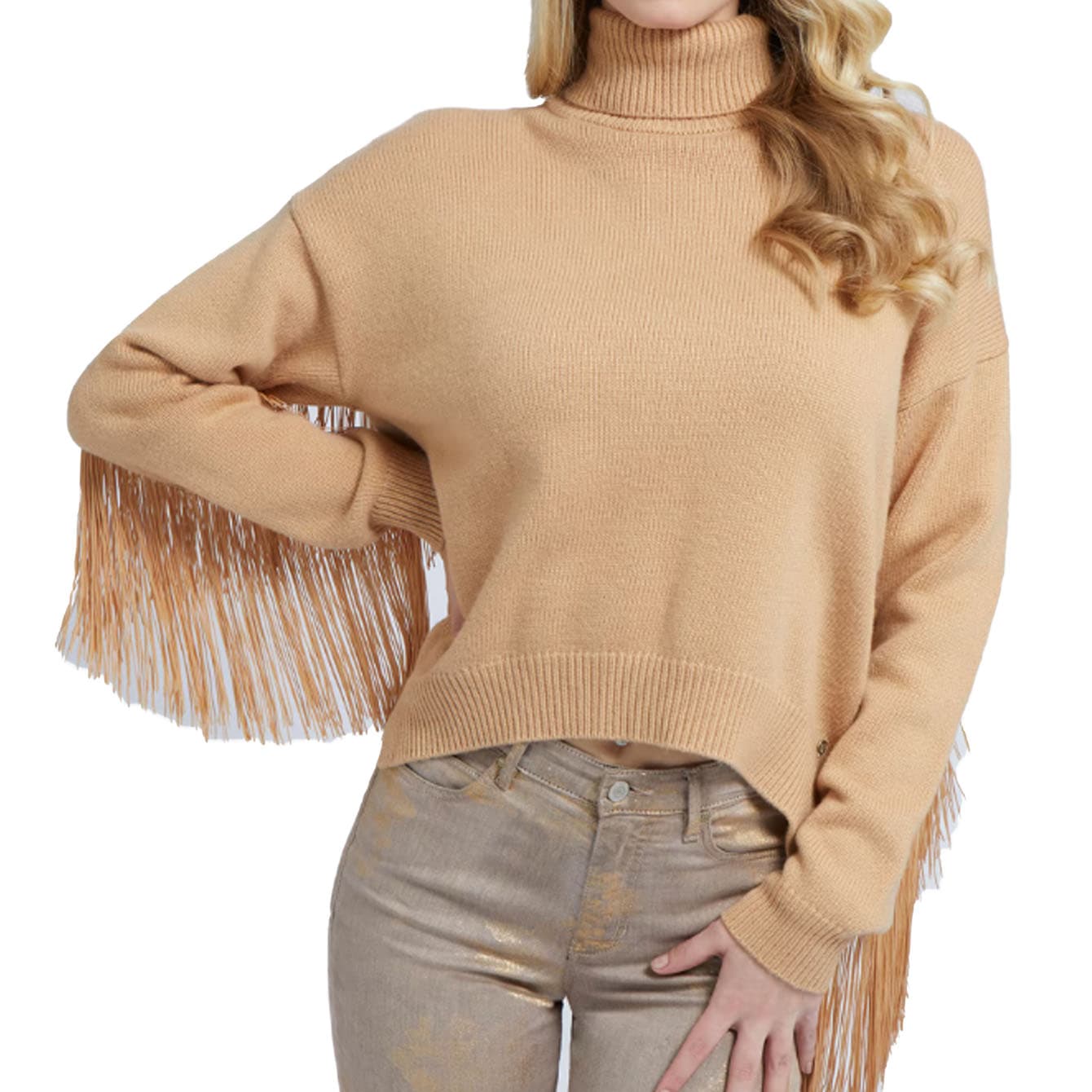 GUESS Guess - Leonie Roll Neck Ls Sweater G197 Khaki Tan W2BR32 Z2WX0 da donna in Maglioni Drestige - Casamassima, commercioVirtuoso.it